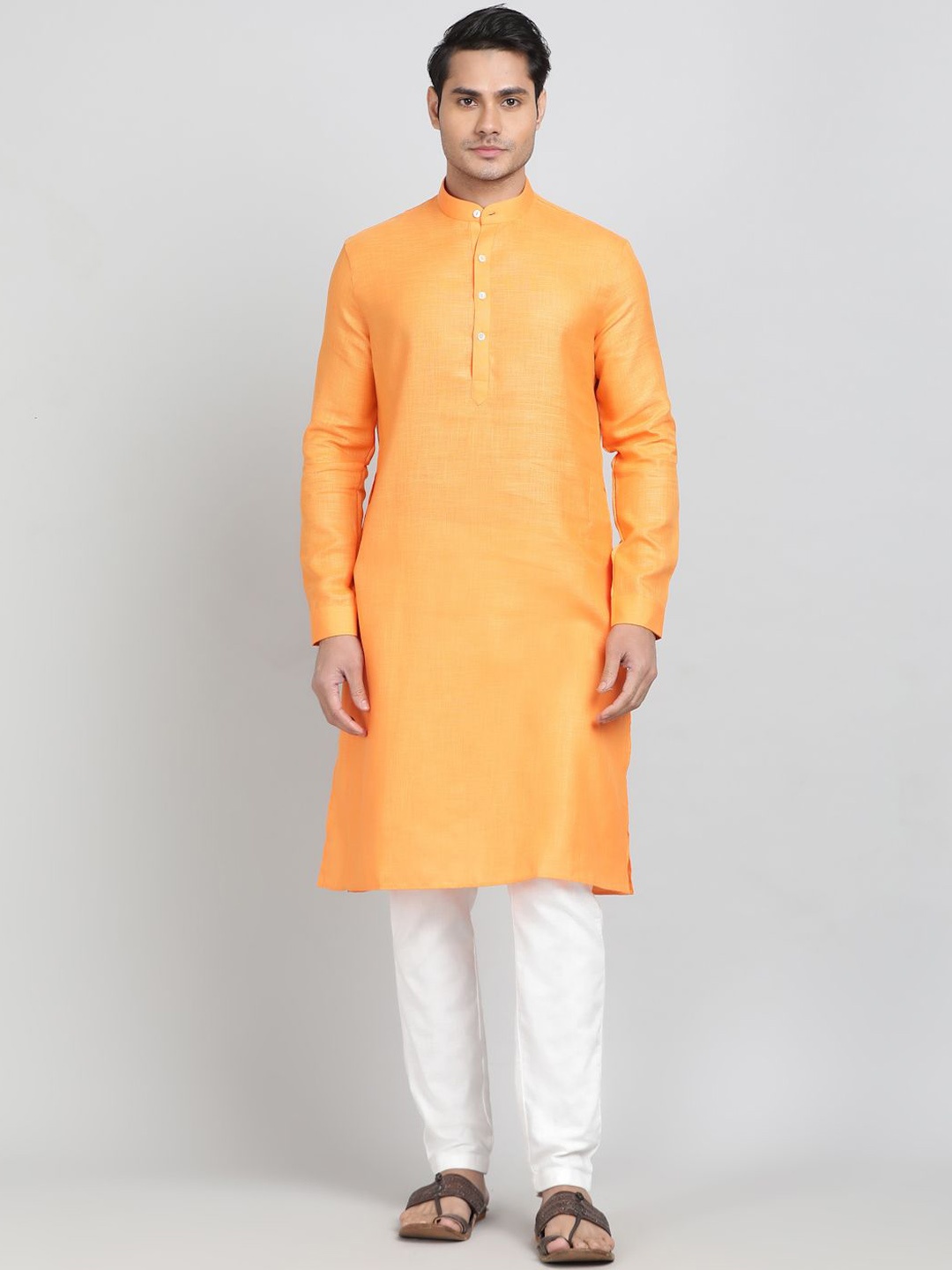 

Modi Band Collar Straight Kurta, Orange