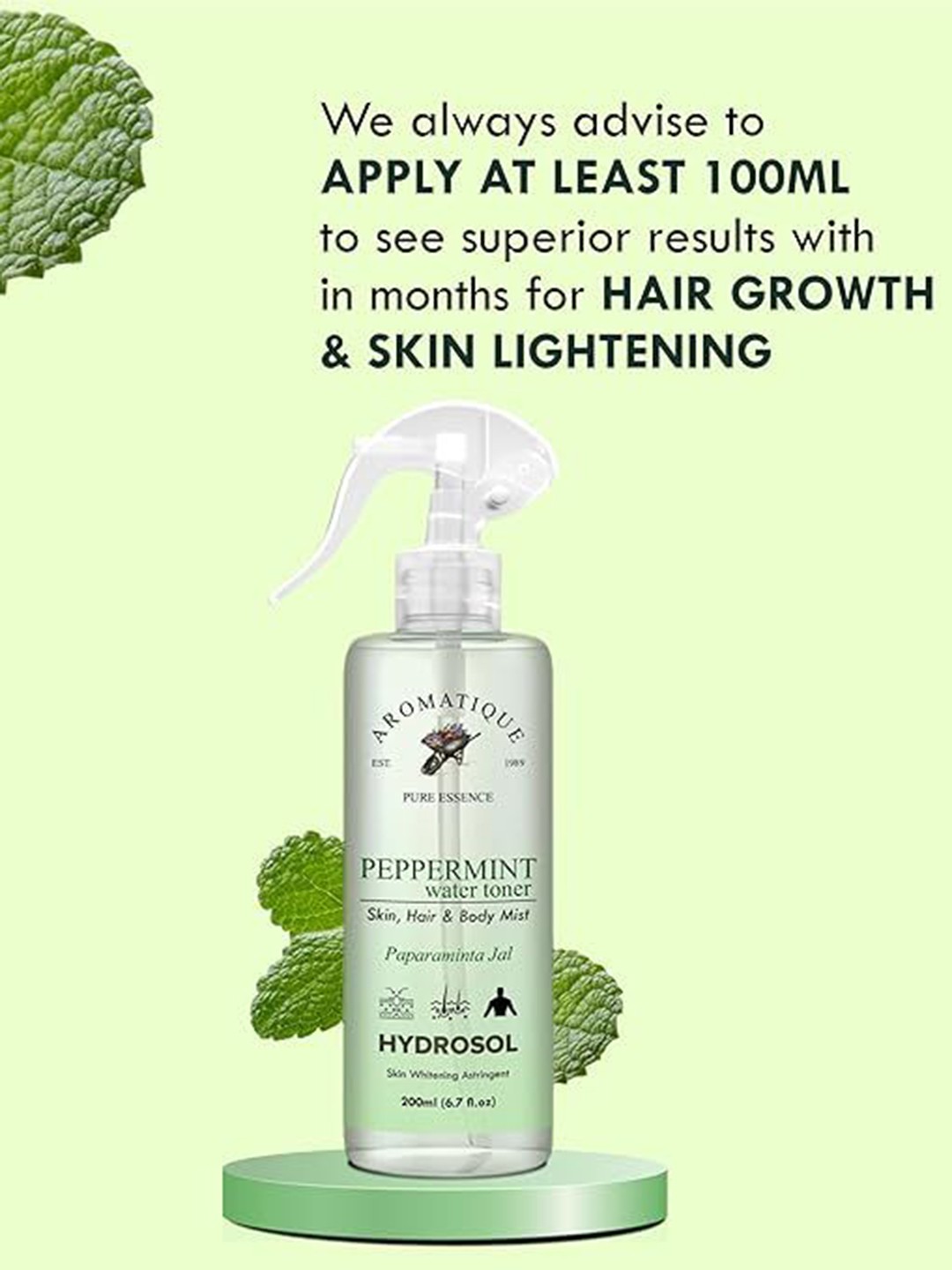 

AROMATIQUE Peppermint Water Toner For Skin & Hair - 200 ml, White