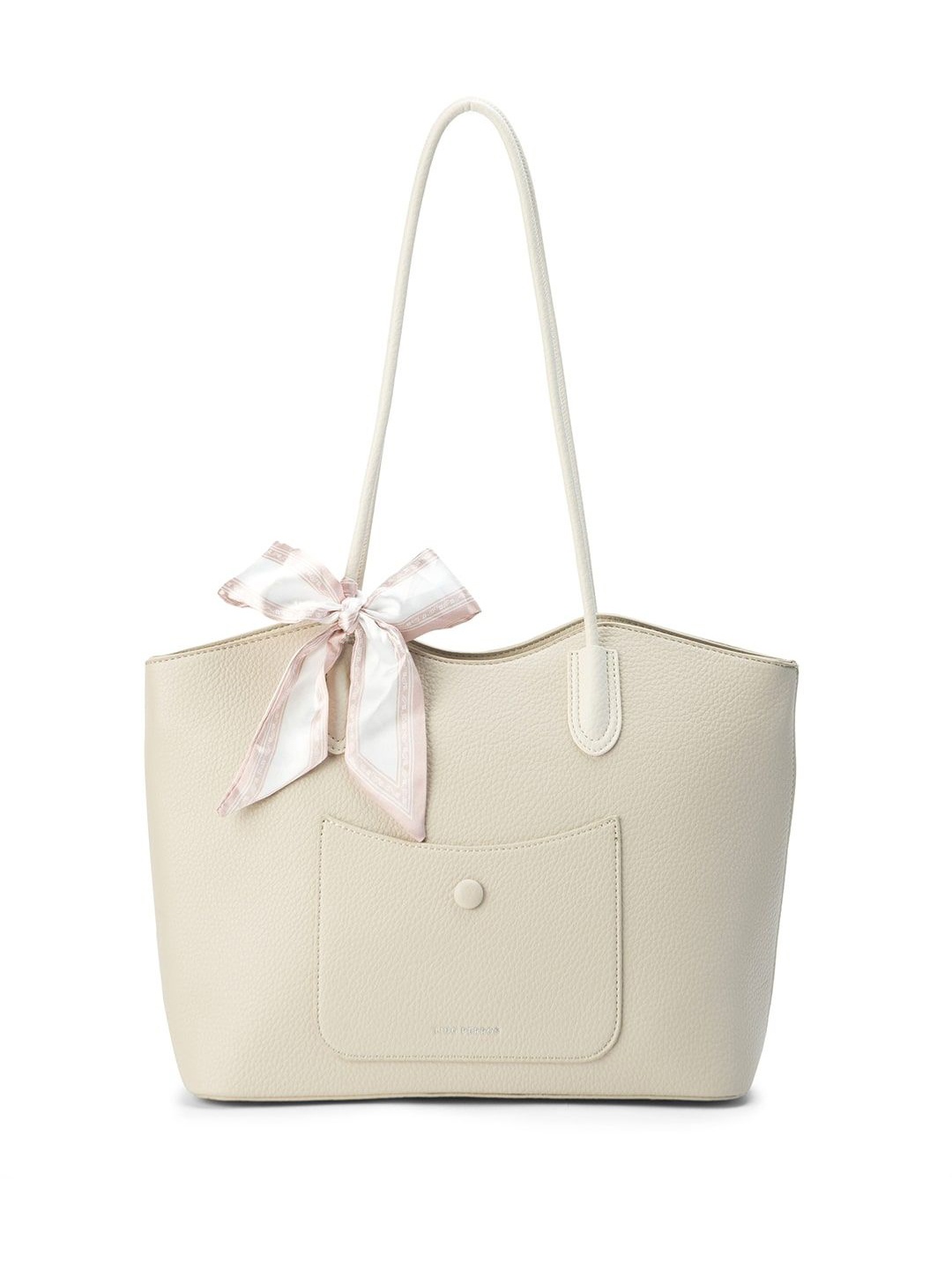 

Lino Perros Colourblocked Oversized Bucket Tote Bag with Bow Detail, Beige