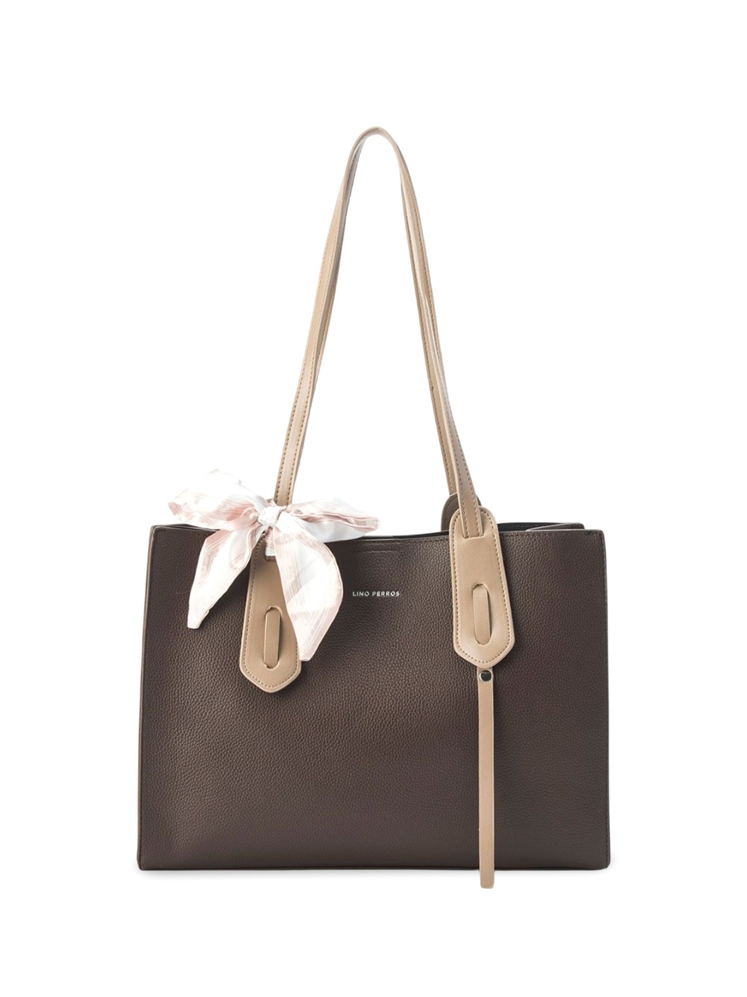 

Lino Perros Colourblocked Oversized Structured Tote Bag with Bow Detail, Brown