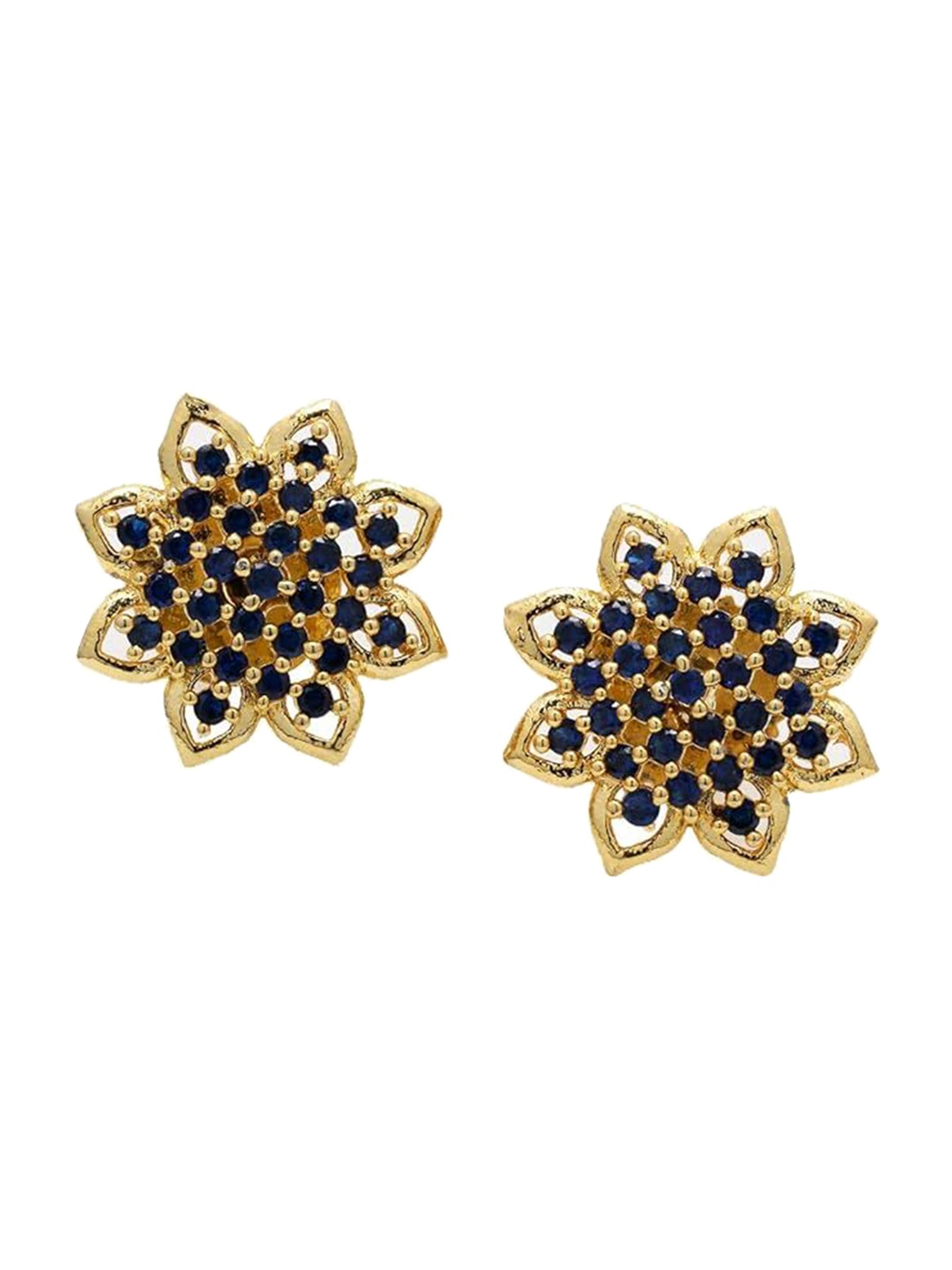 

Kezlin Gold-Plated American Diamonds Studded Floral Shaped Studs