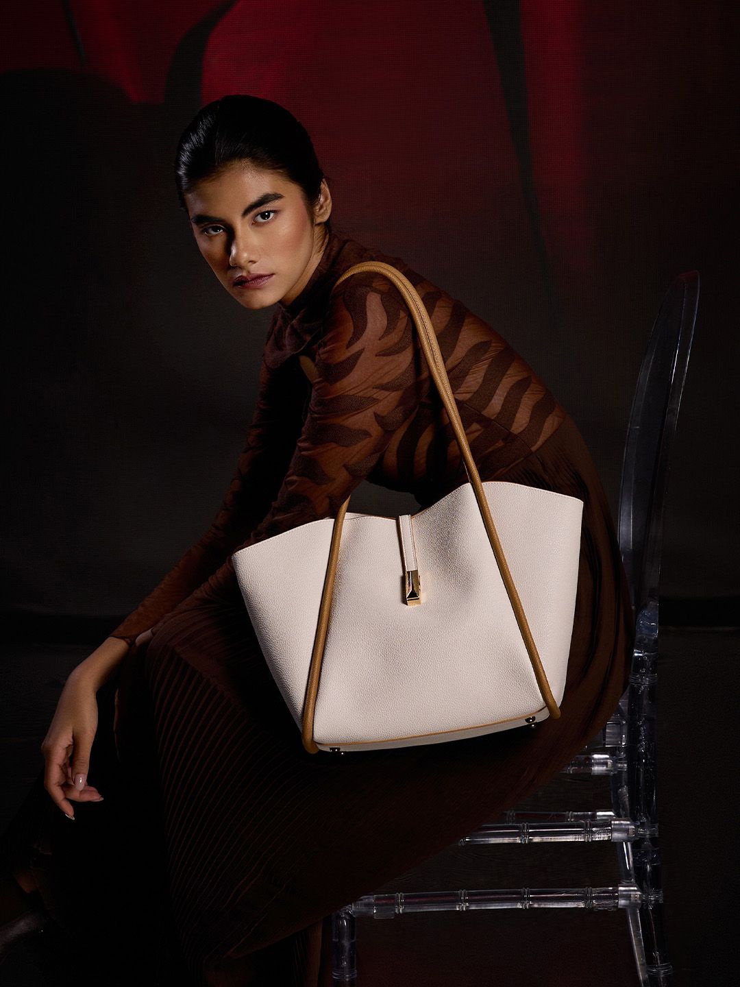 

Lino Perros Colourblocked Oversized Structured Tote Bag with Tasselled, Beige