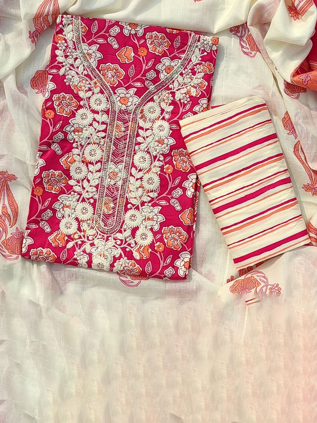 

GC 80 BY GAURI COLLECTION Pure Cotton Unstitched Dress Material, Pink