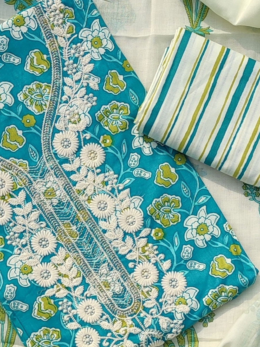 

GC 80 BY GAURI COLLECTION Pure Cotton Unstitched Dress Material, Blue