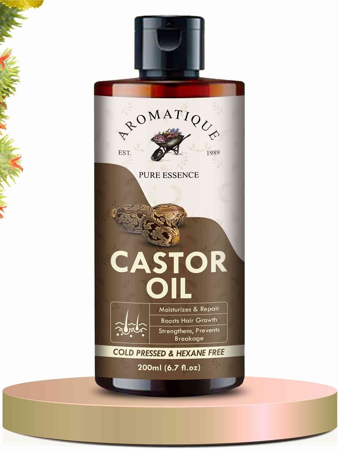 

AROMATIQUE Cold Pressed Castor Oil For Deep Nourishment Of Hair Skin & Nails - 200 ml, Grey