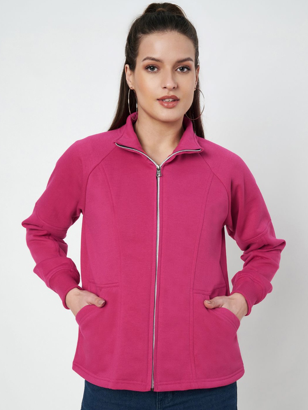 

BRINNS Women Fleece Open Front Jacket, Magenta