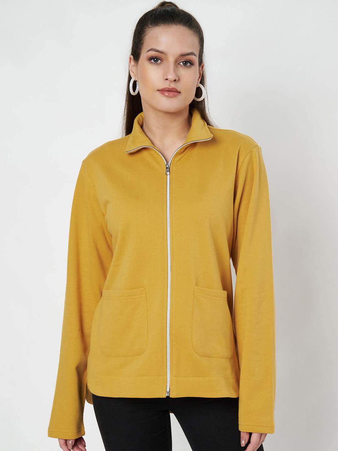 

BRINNS Women Fleece Open Front Jacket, Mustard