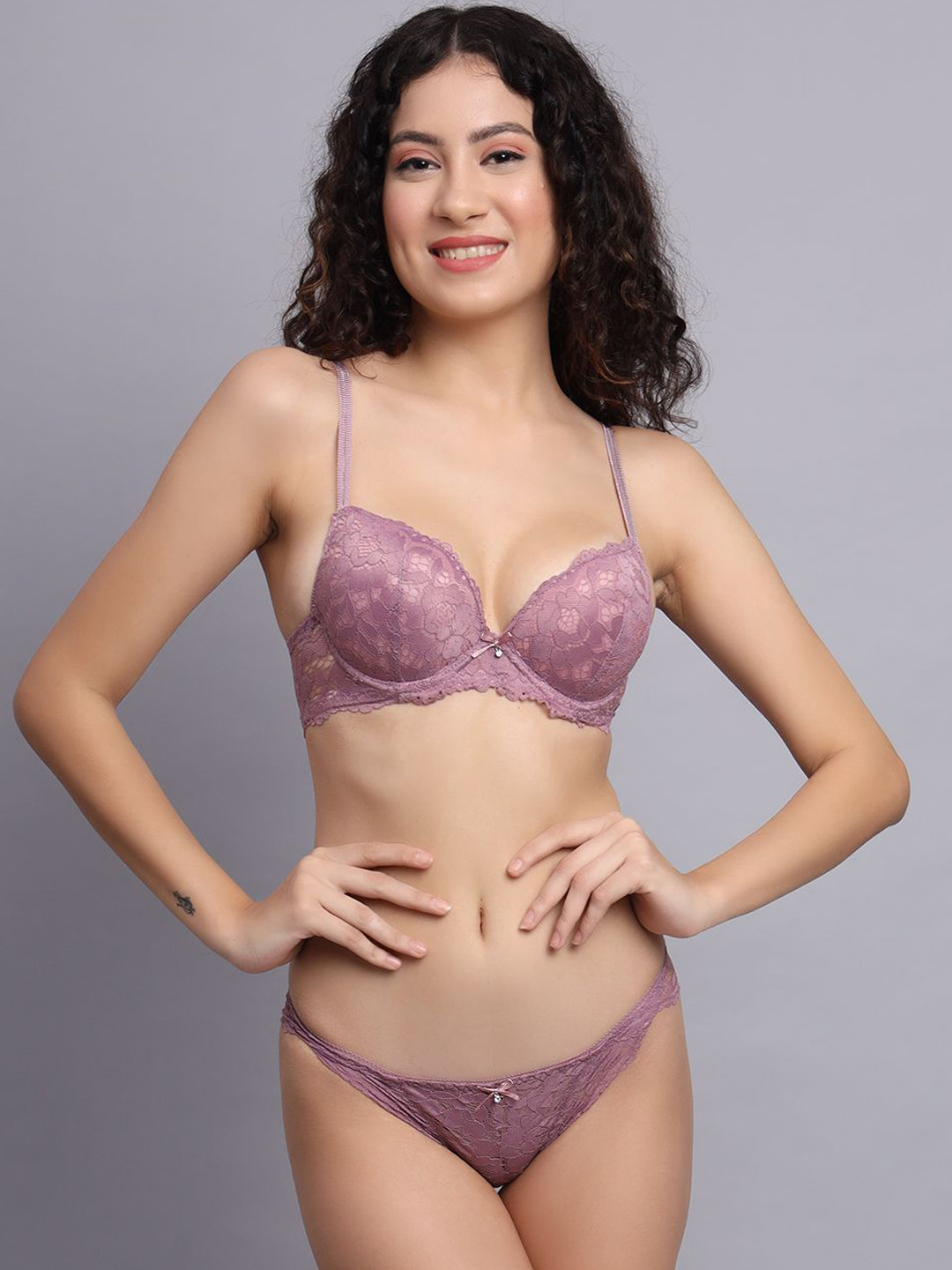 

Flamezia Shoulder Straps Lingerie Set FLMZ-SET118-LPU, Purple