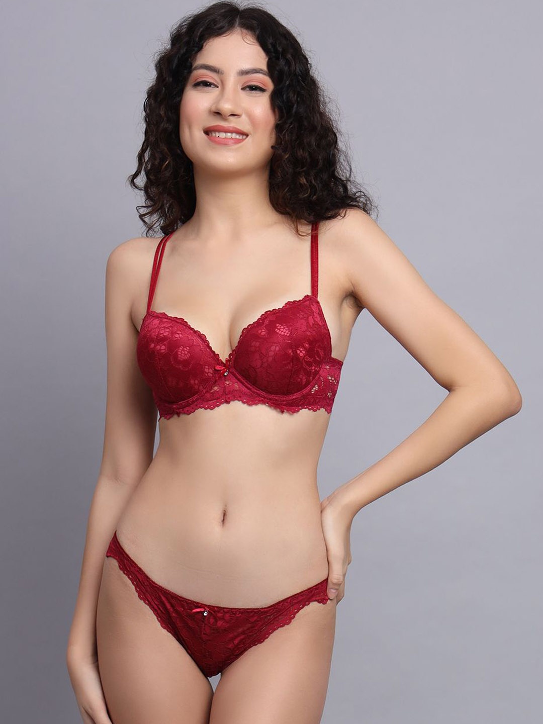 

Flamezia Shoulder Straps Lingerie Set FLMZ-SET118-RED