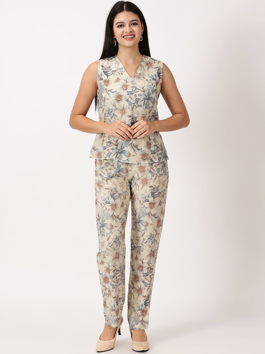 

RAVINIK Printed Top With Trousers Co-Ords, Grey