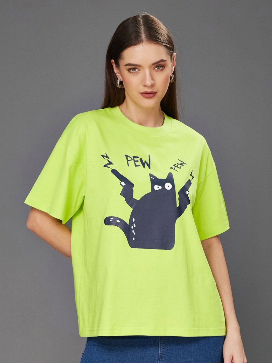 

Miss Chase Women Printed Pockets T-shirt, Green