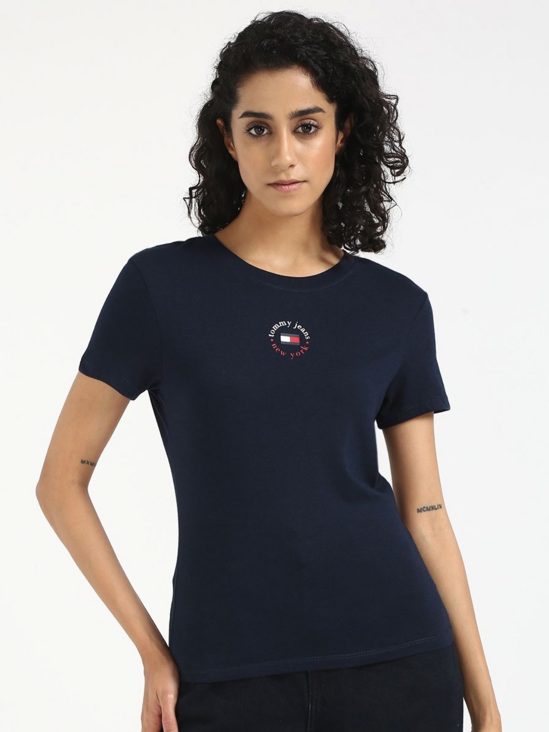 

Tommy Hilfiger Women Applique Slim Fit T-shirt, Blue