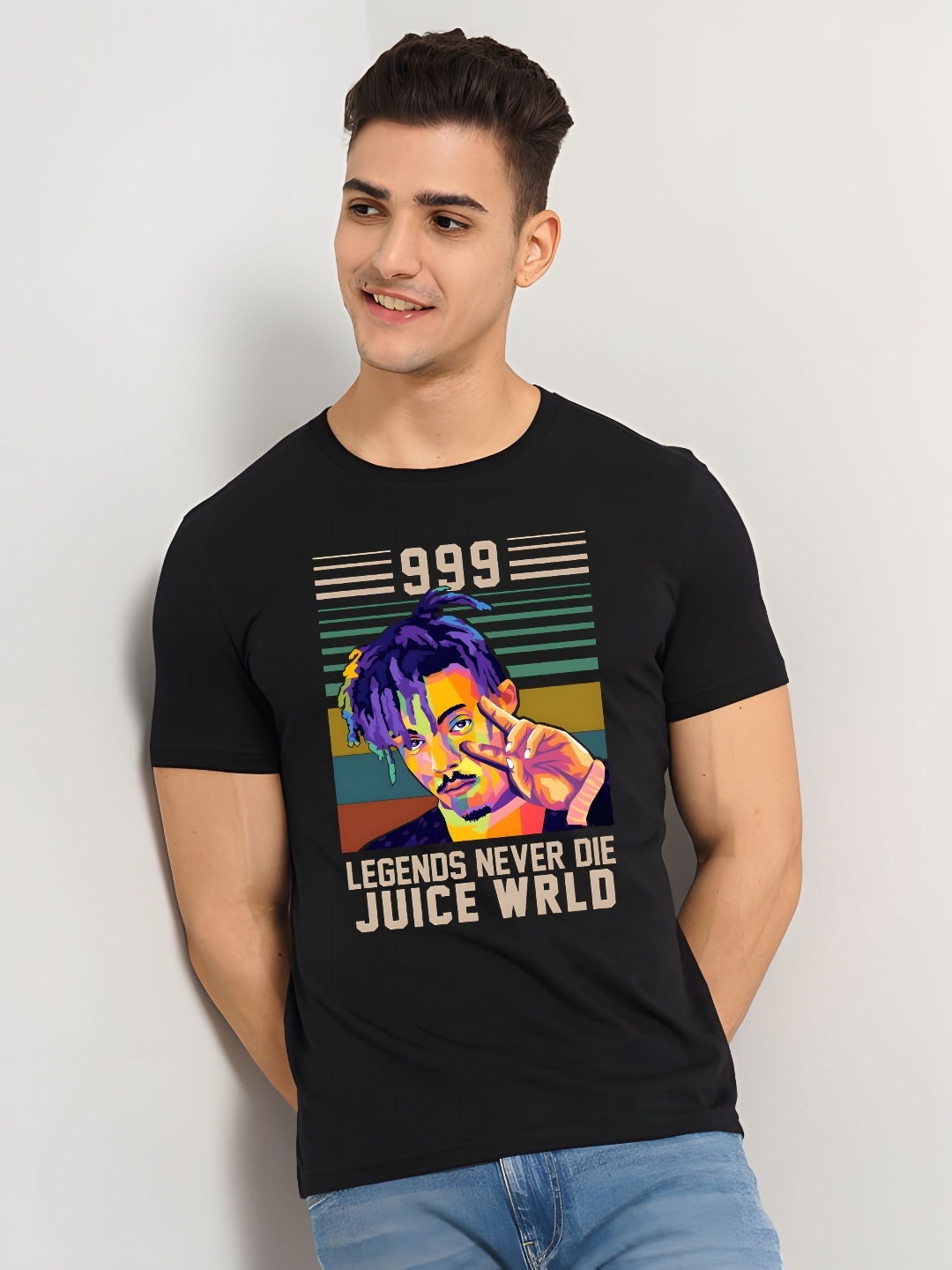 

BOWLIFESTYLE Men Pure Cotton T-shirt, Black