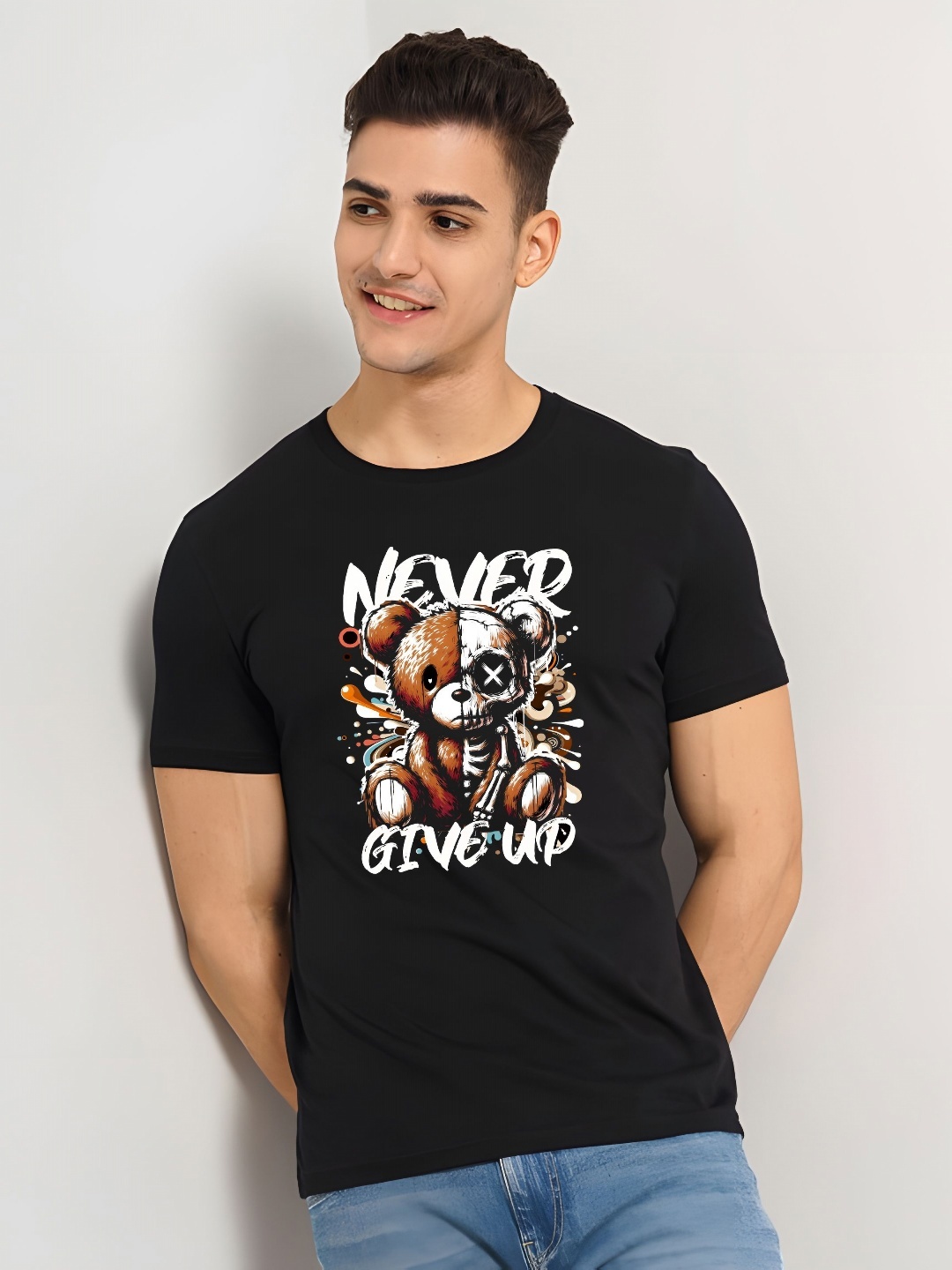 

BOWLIFESTYLE Men Pure Cotton T-shirt, Black