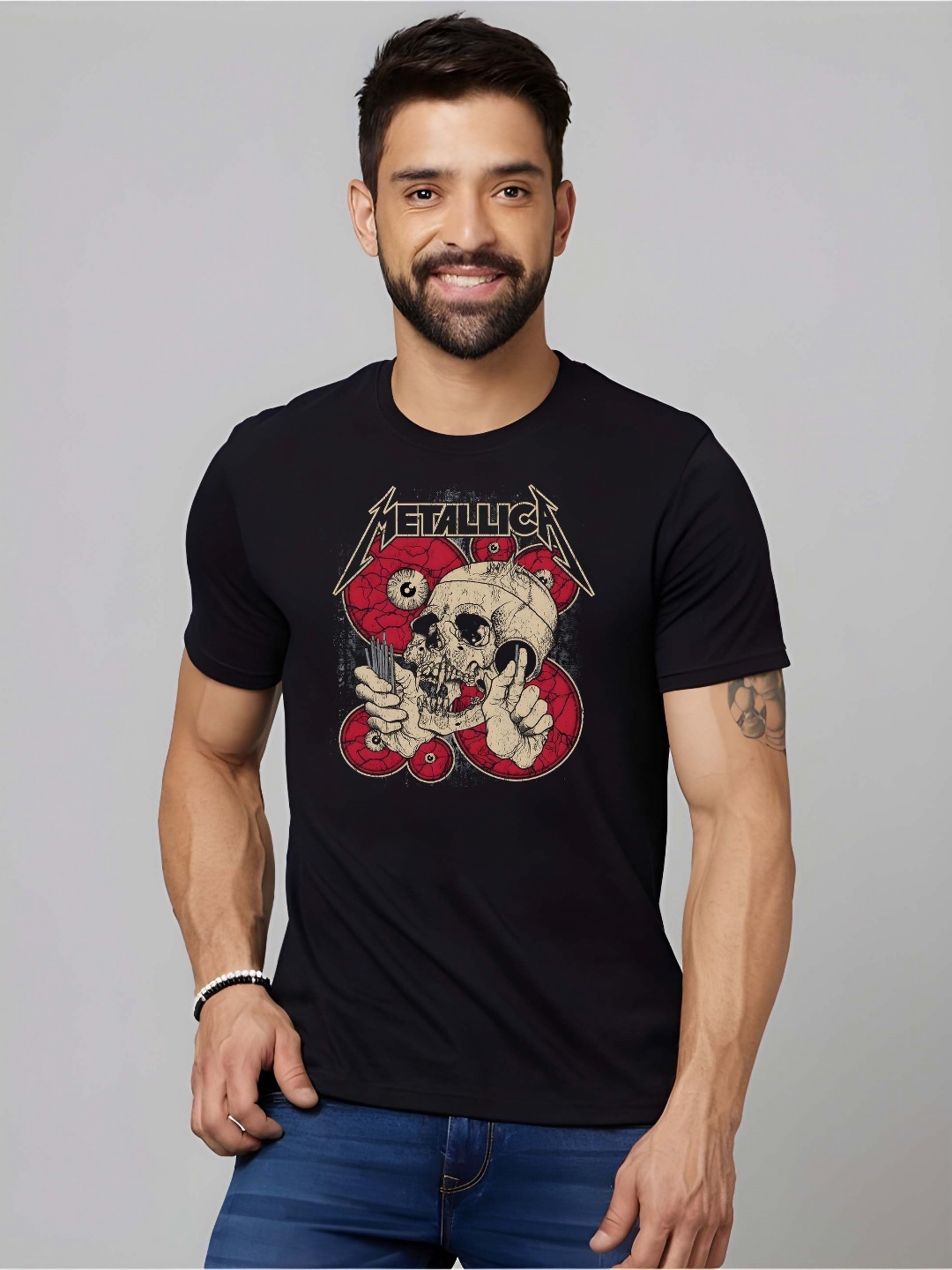 

BOWLIFESTYLE Men Pure Cotton T-shirt, Black