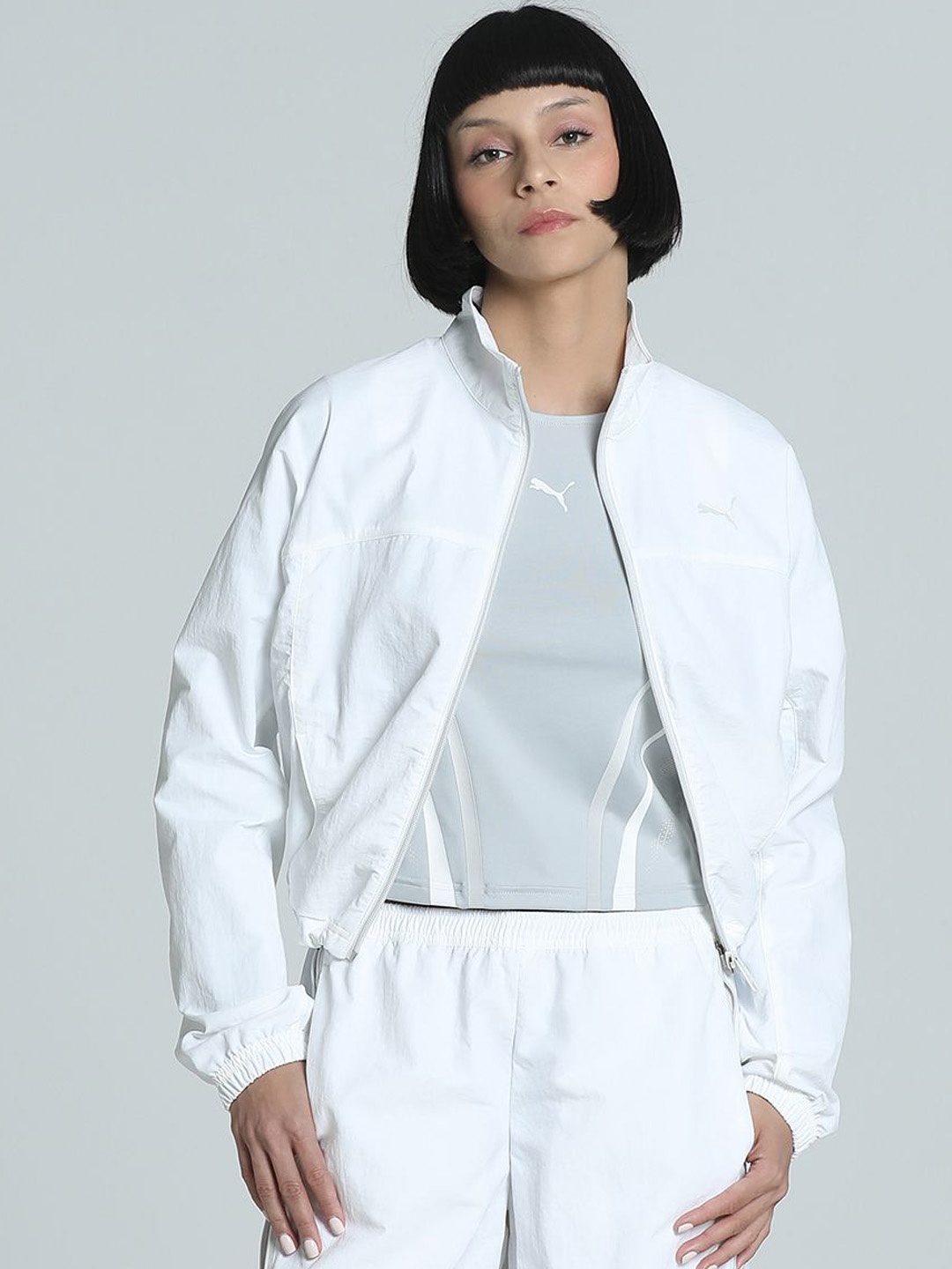 Puma Dare To Oversized Zip-Off Woven Jacket, White