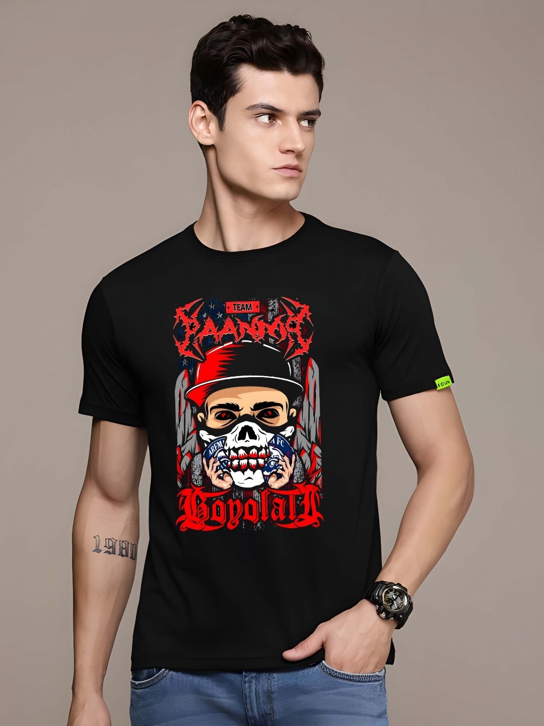 

BOWLIFESTYLE Men Pure Cotton T-shirt, Black