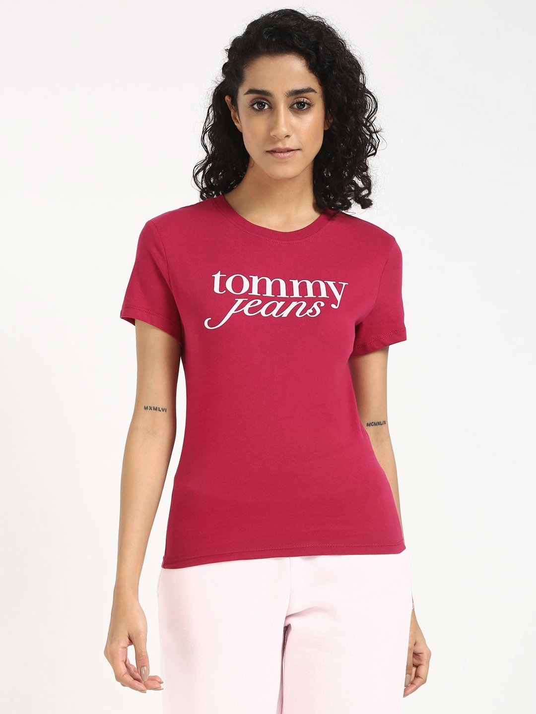 

Tommy Hilfiger Women Typography Slim Fit T-shirt, Red