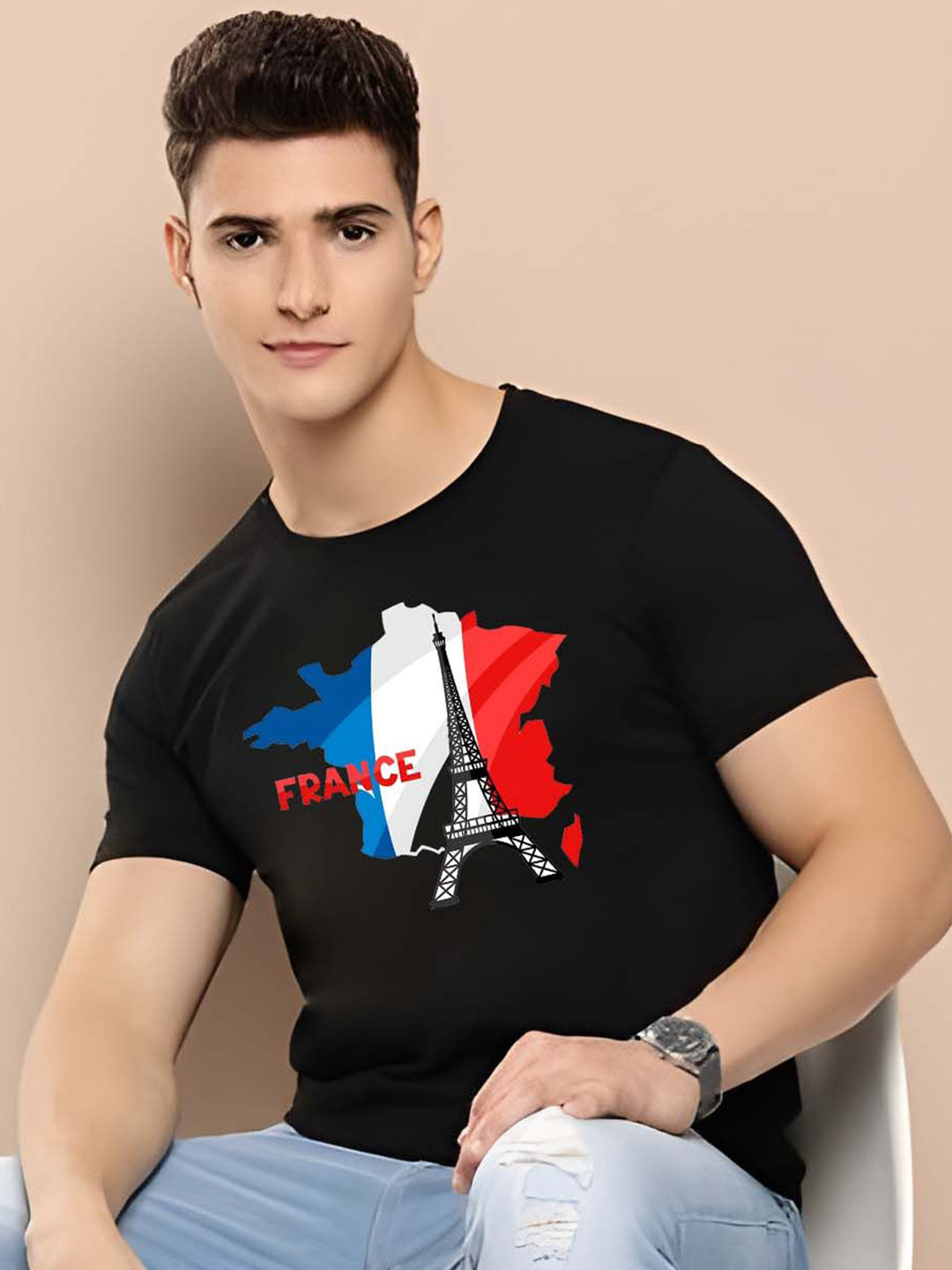 

BOWLIFESTYLE Men Pure Cotton T-shirt, Black