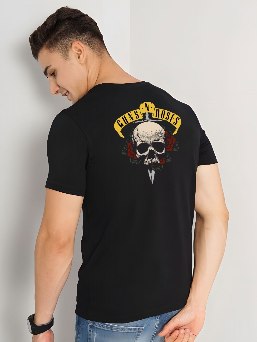 

BOWLIFESTYLE Men Pure Cotton T-shirt, Black