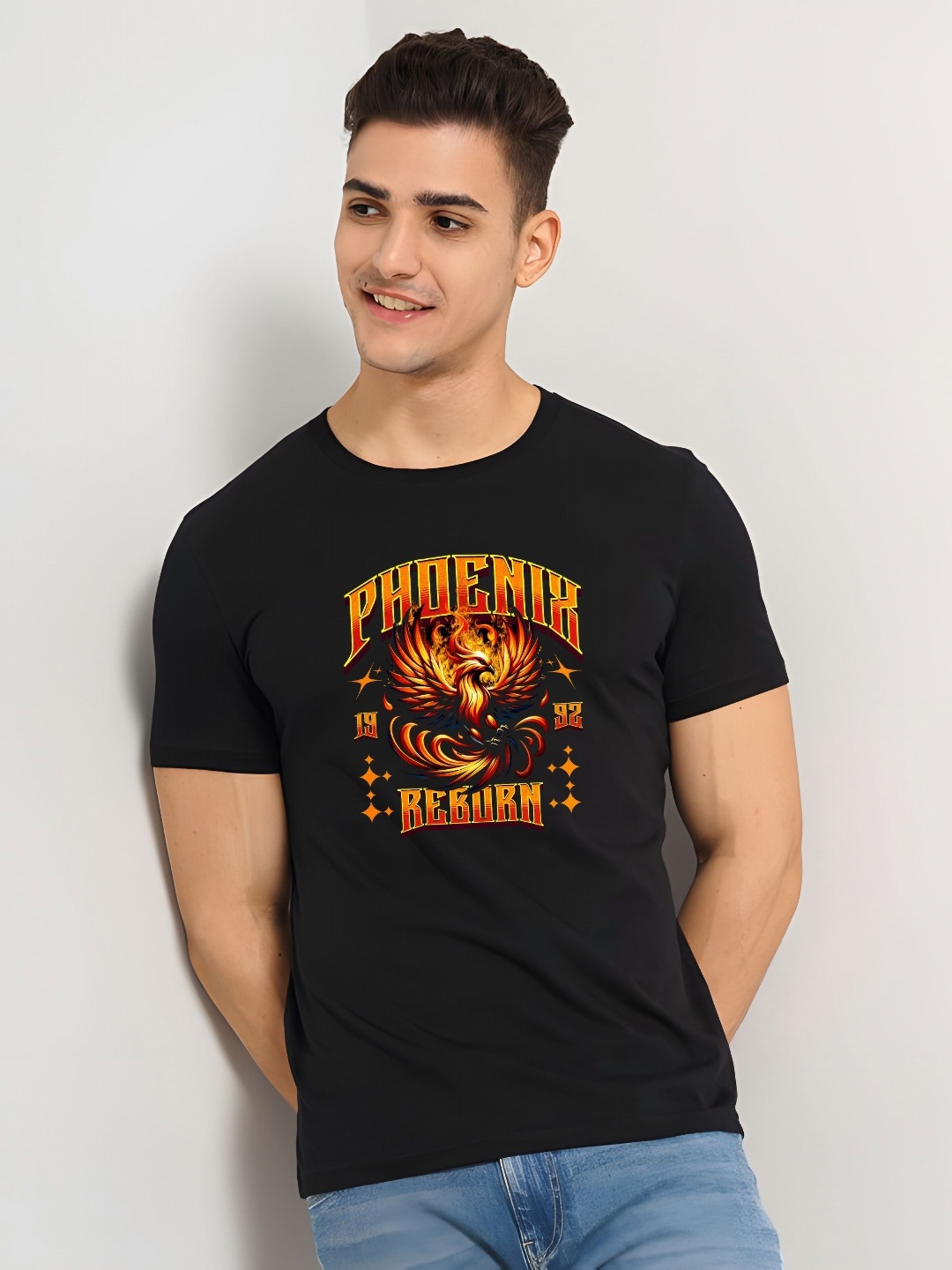 

BOWLIFESTYLE Men Pure Cotton T-shirt, Black