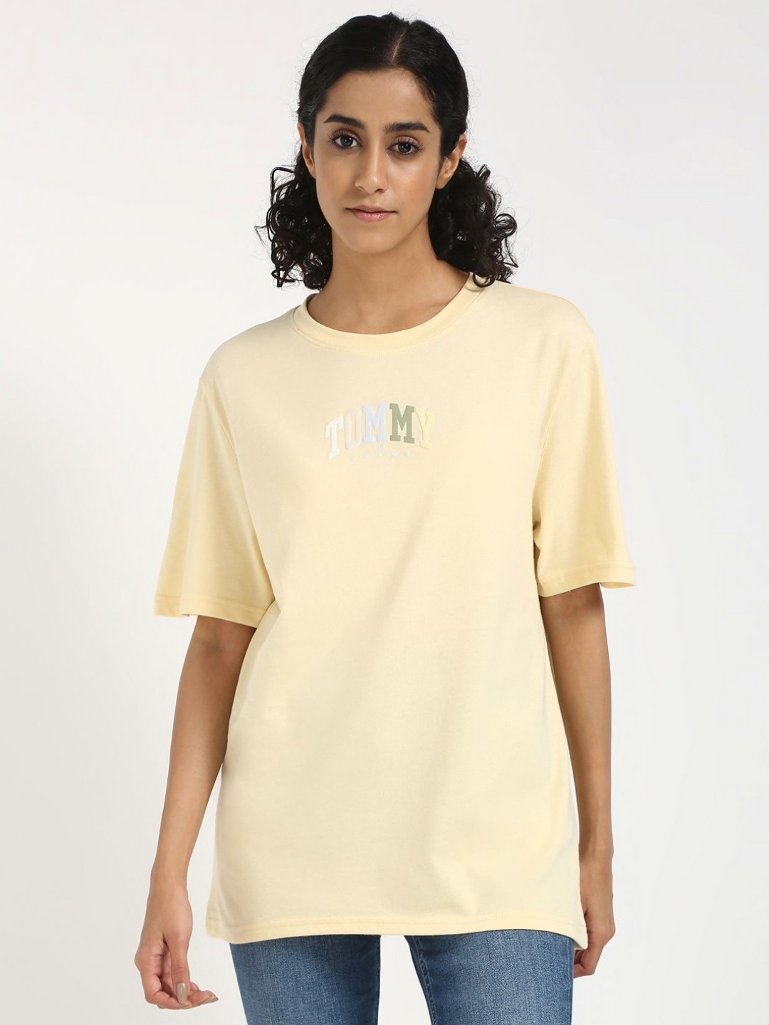 

Tommy Hilfiger Women Typography Extended Sleeves T-shirt, Yellow