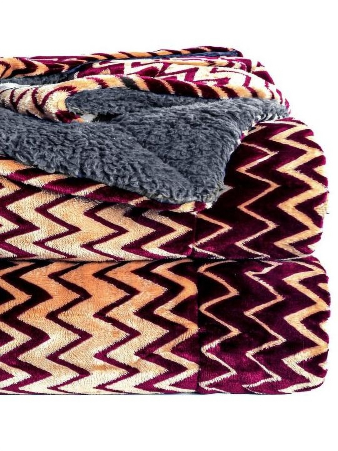 

VAS COLLECTIONS Maroon & Beige Heavy Winter 500 GSM Single Bed Blanket