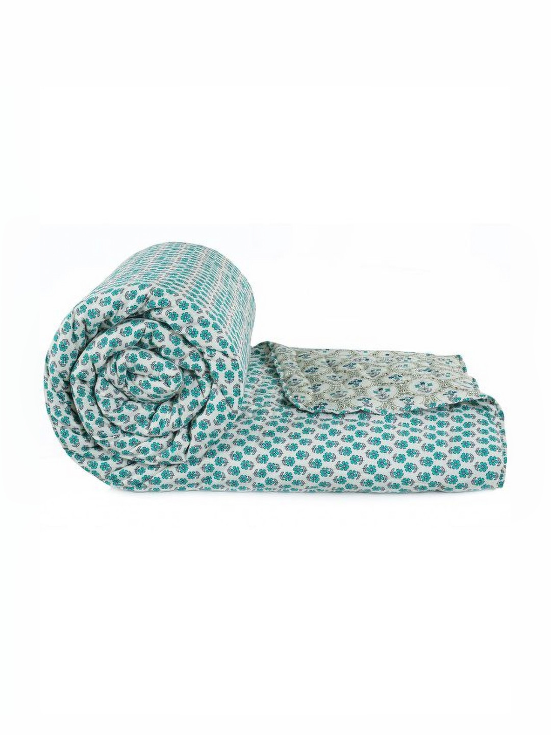 

VAS COLLECTIONS White & Blue AC Room 400 GSM Double Bed Quilt