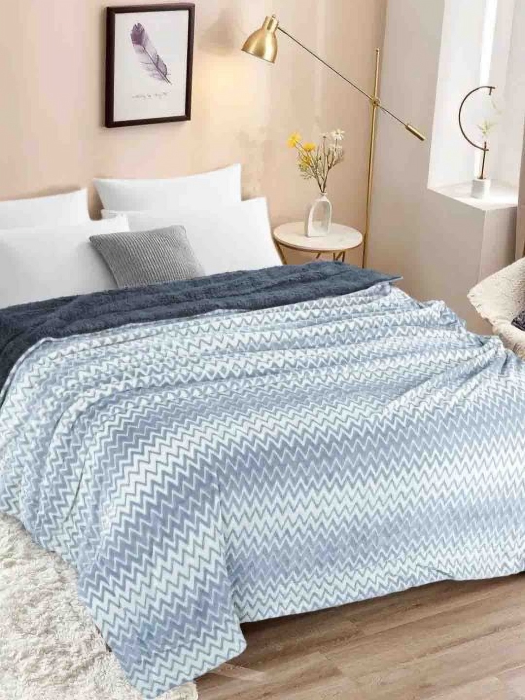 

VAS COLLECTIONS Grey & White Heavy Winter 500 GSM Single Bed Blanket