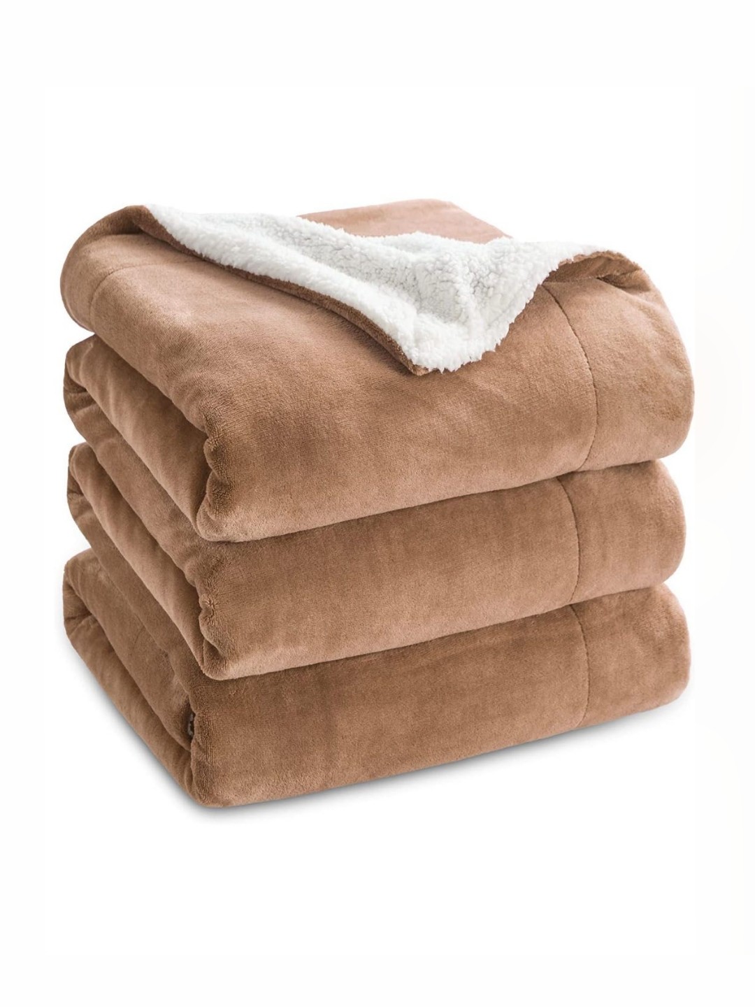 

VAS COLLECTIONS Beige & White Fleece Heavy Winter 500 GSM Single Bed Blanket