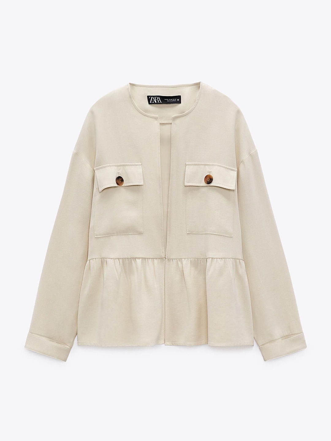 

ZARA Women without Tailored Jacket with Embroidered, Beige