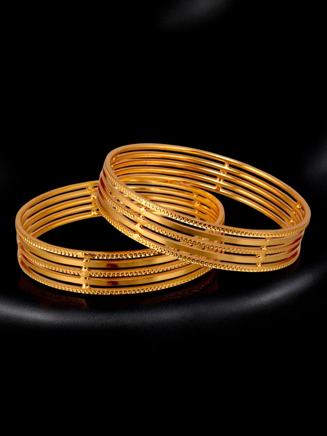 

LUCKY JEWELLERY Set Of 2 18K One Gram Gold-Plated Bangles