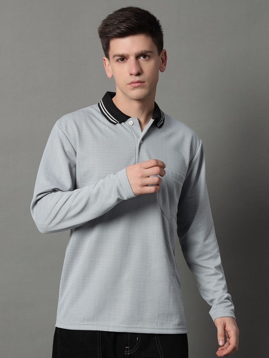 

GET GOLF Men Hooded Drop-Shoulder Sleeves Raw Edge T-shirt, Grey