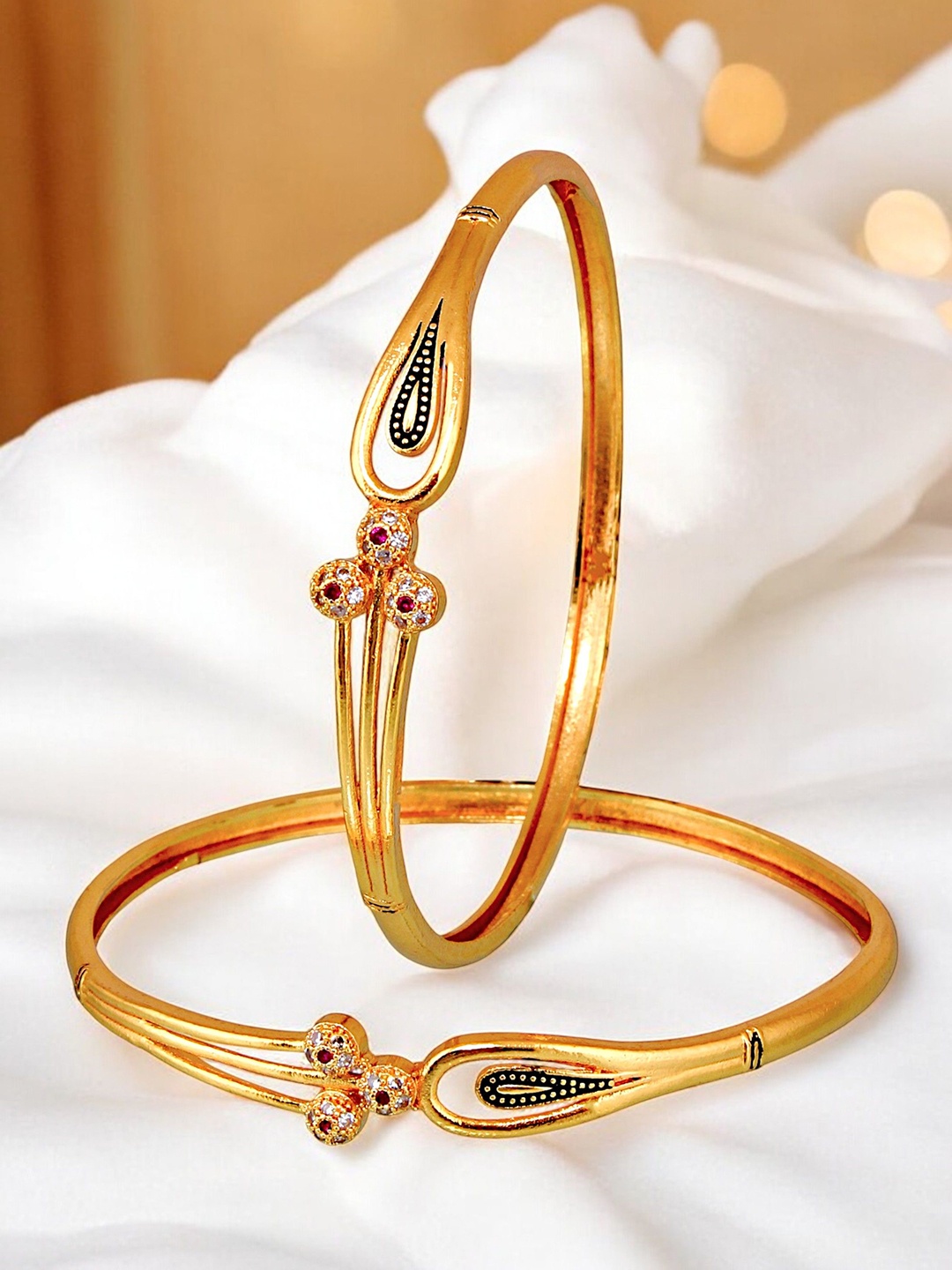 

LUCKY JEWELLERY Set Of 2 18K One Gram Gold-Plated Bangles