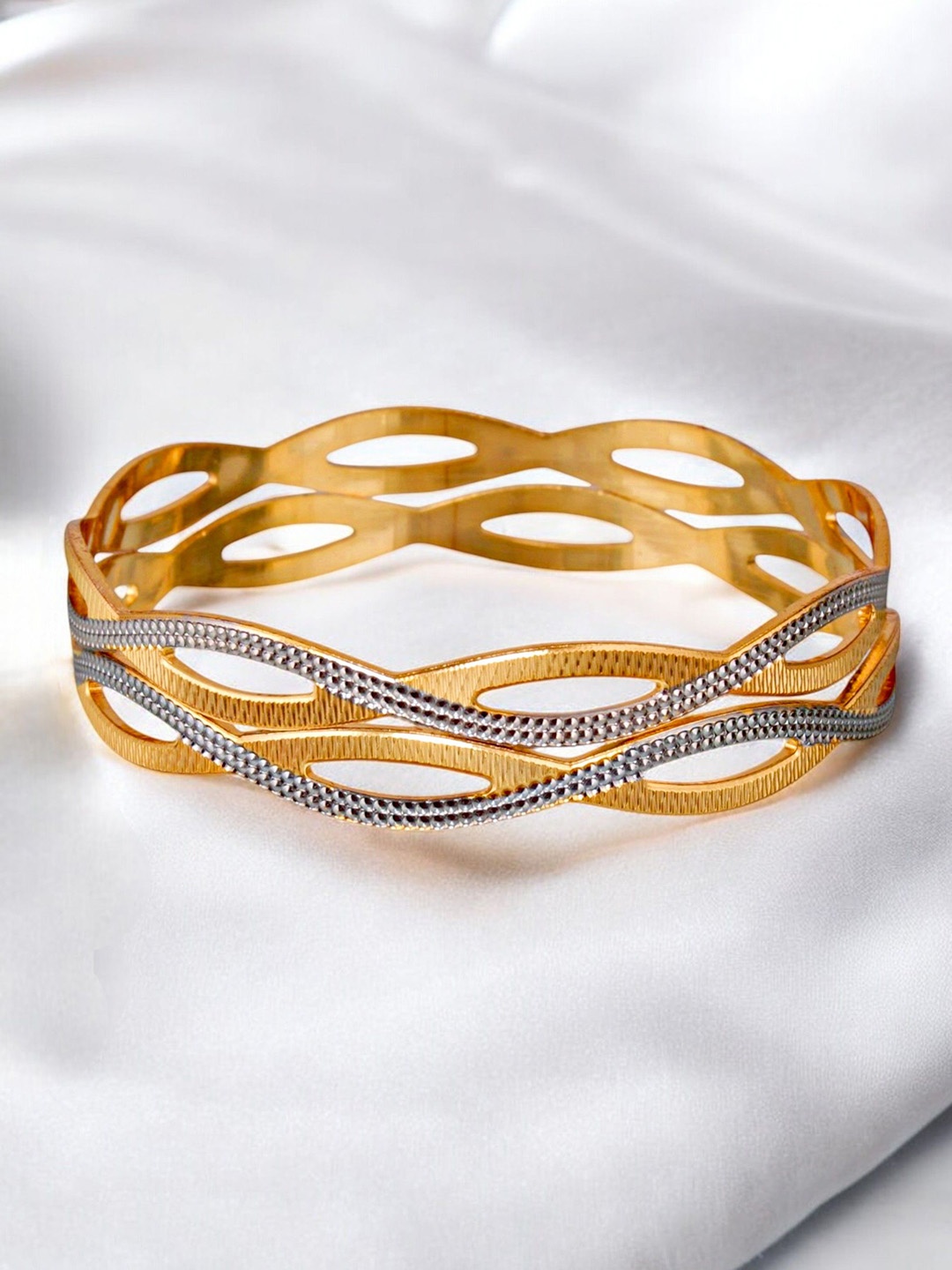 

LUCKY JEWELLERY Set Of 2 18K One Gram Gold-Plated Bangles