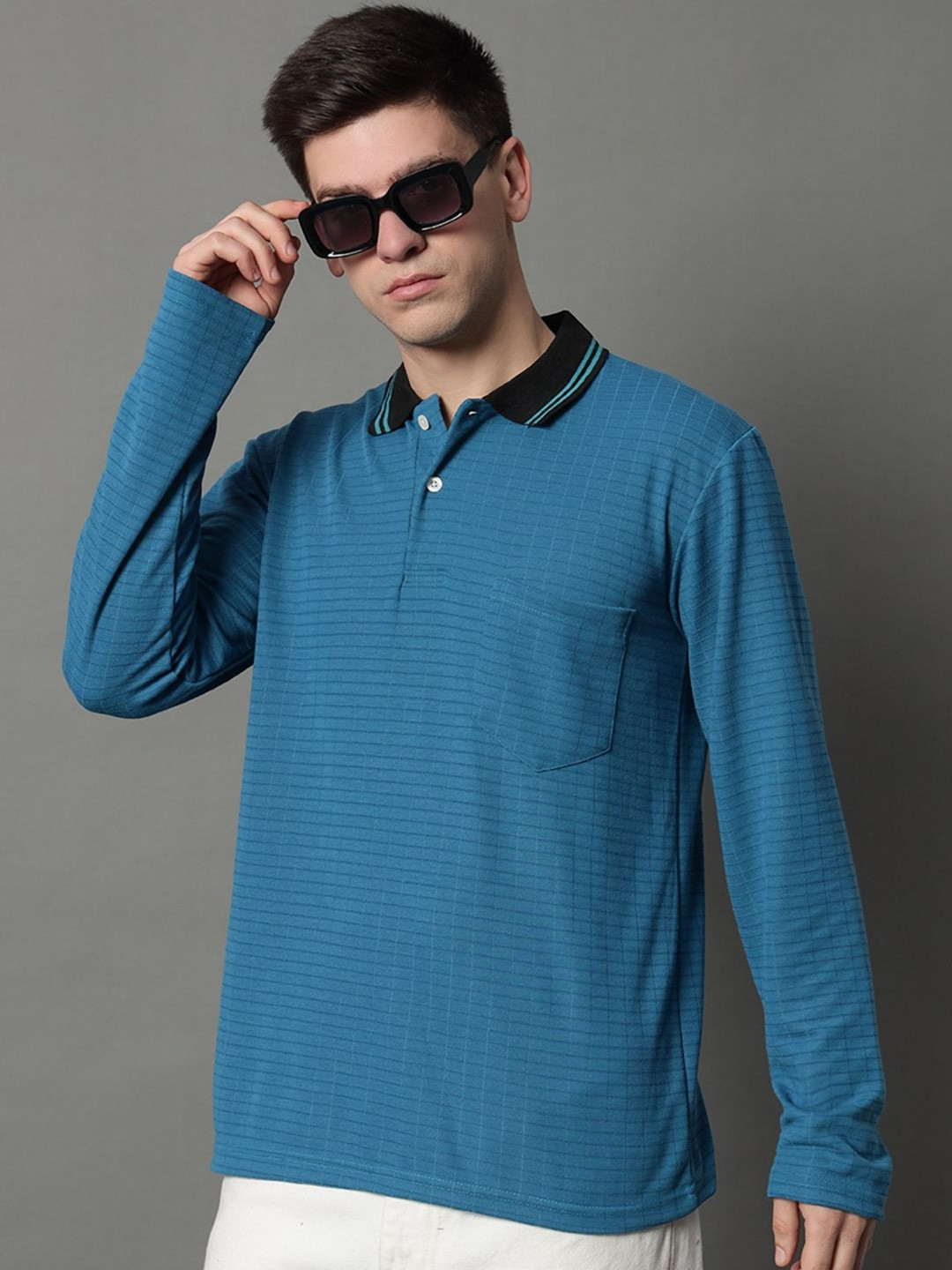 

GET GOLF Men Polo Collar Pockets T-shirt, Blue