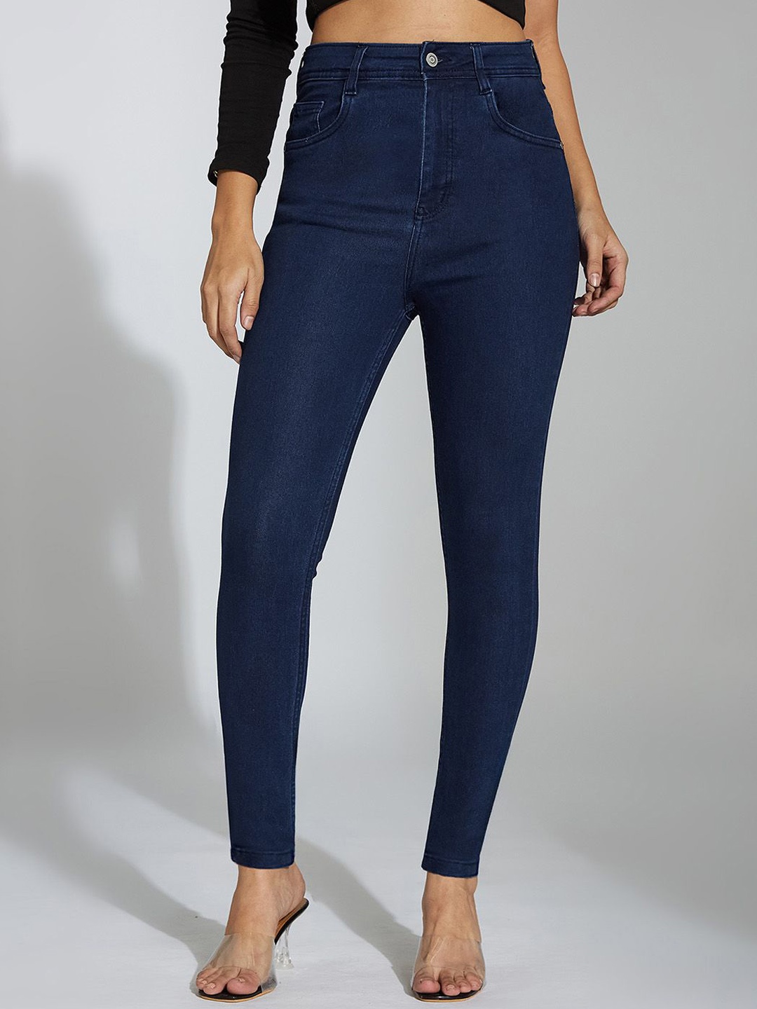 

Miss Chase Women Skinny Fit High-Rise Stretchable Jeans, Navy blue