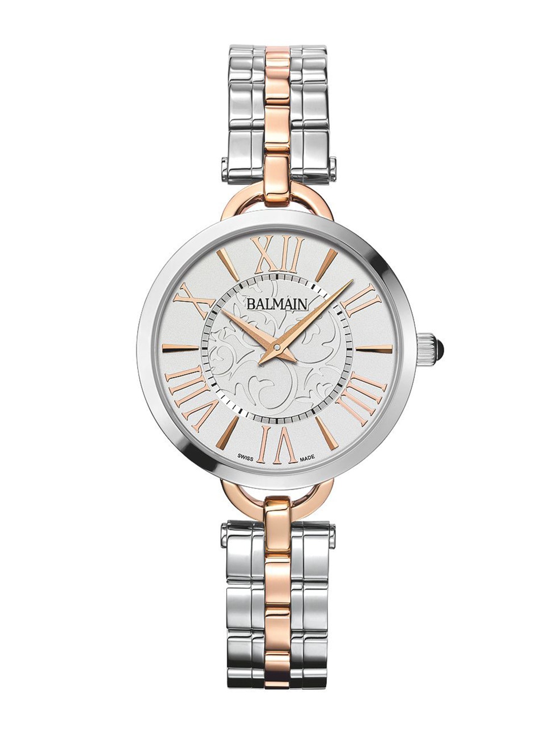 

Balmain Women Brass Patterned Dial & Stainless Steel Bracelet Style Straps Analogue Watch B47783312, Silver