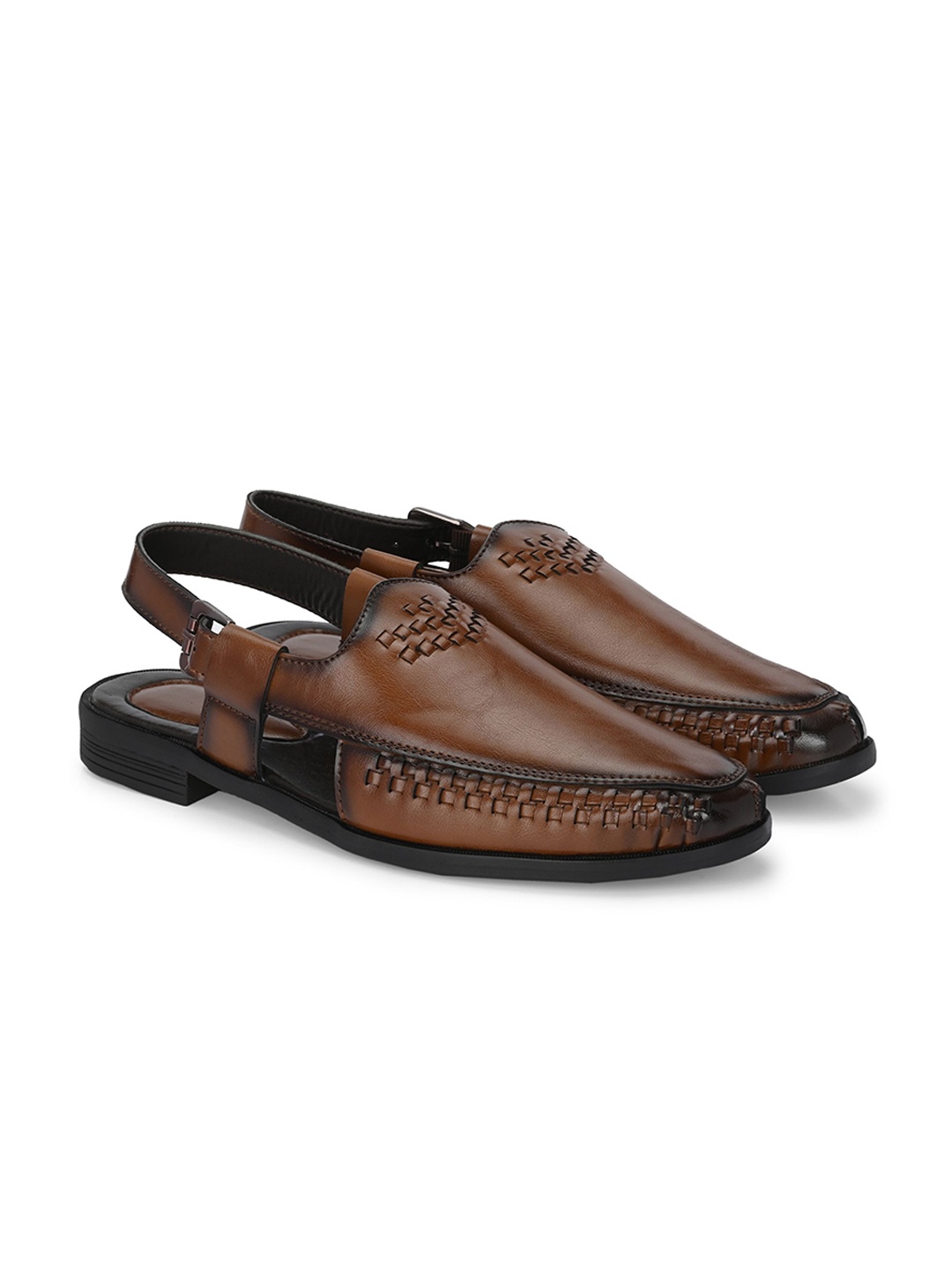 RDXO Men Textured Leather Sandals, Brown