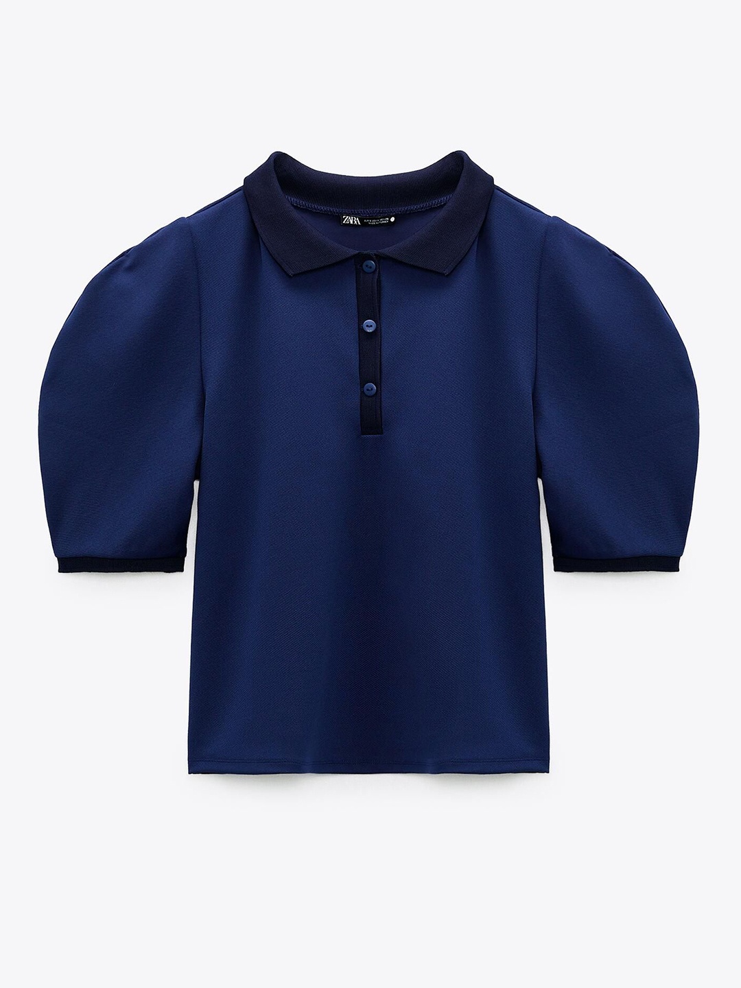

ZARA Women Mandarin Collar Pockets T-shirt, Blue