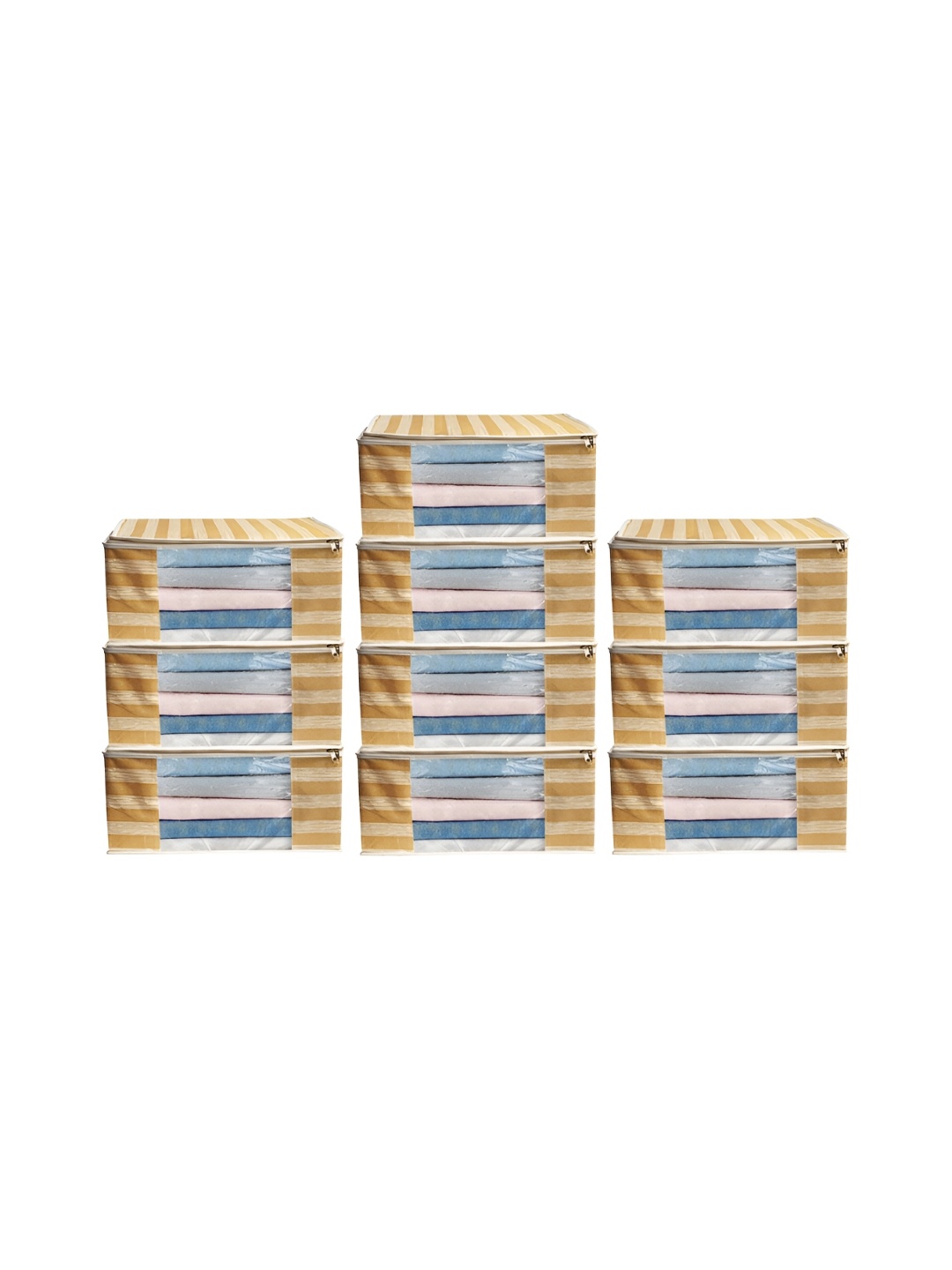 

ANKIT INTERNATIONAL Brown & Beige 10 Pieces Printed Super Strong Multi-Utility Organisers