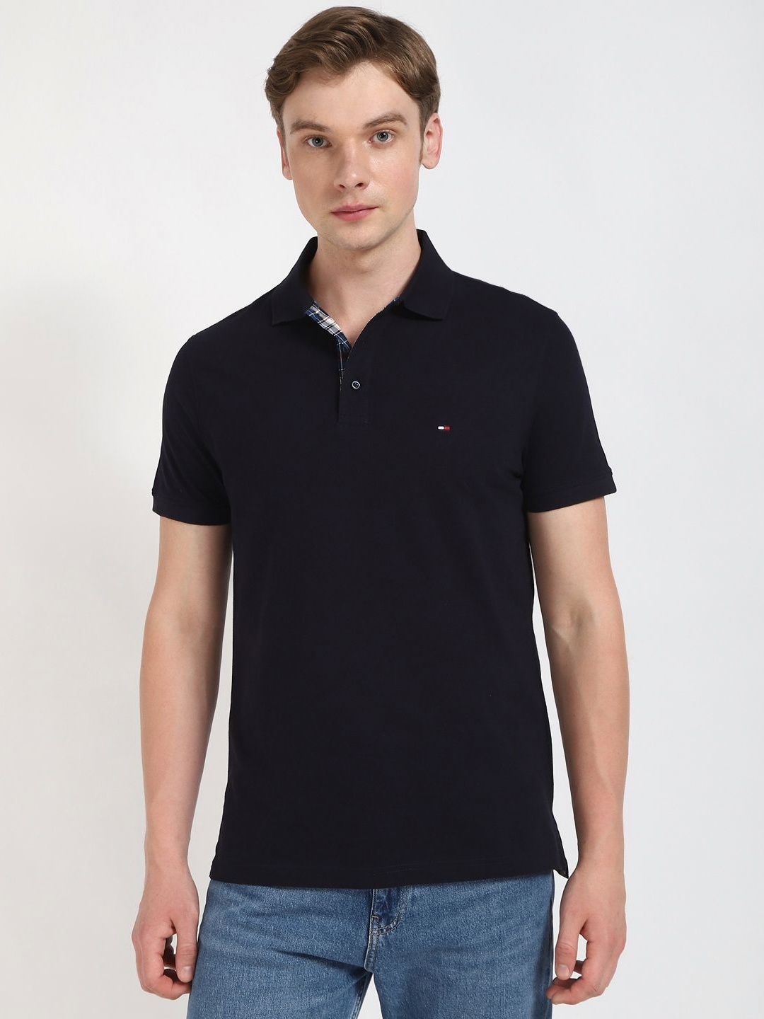 

Tommy Hilfiger Men Solid Polo Collar Cotton T-shirt, Blue