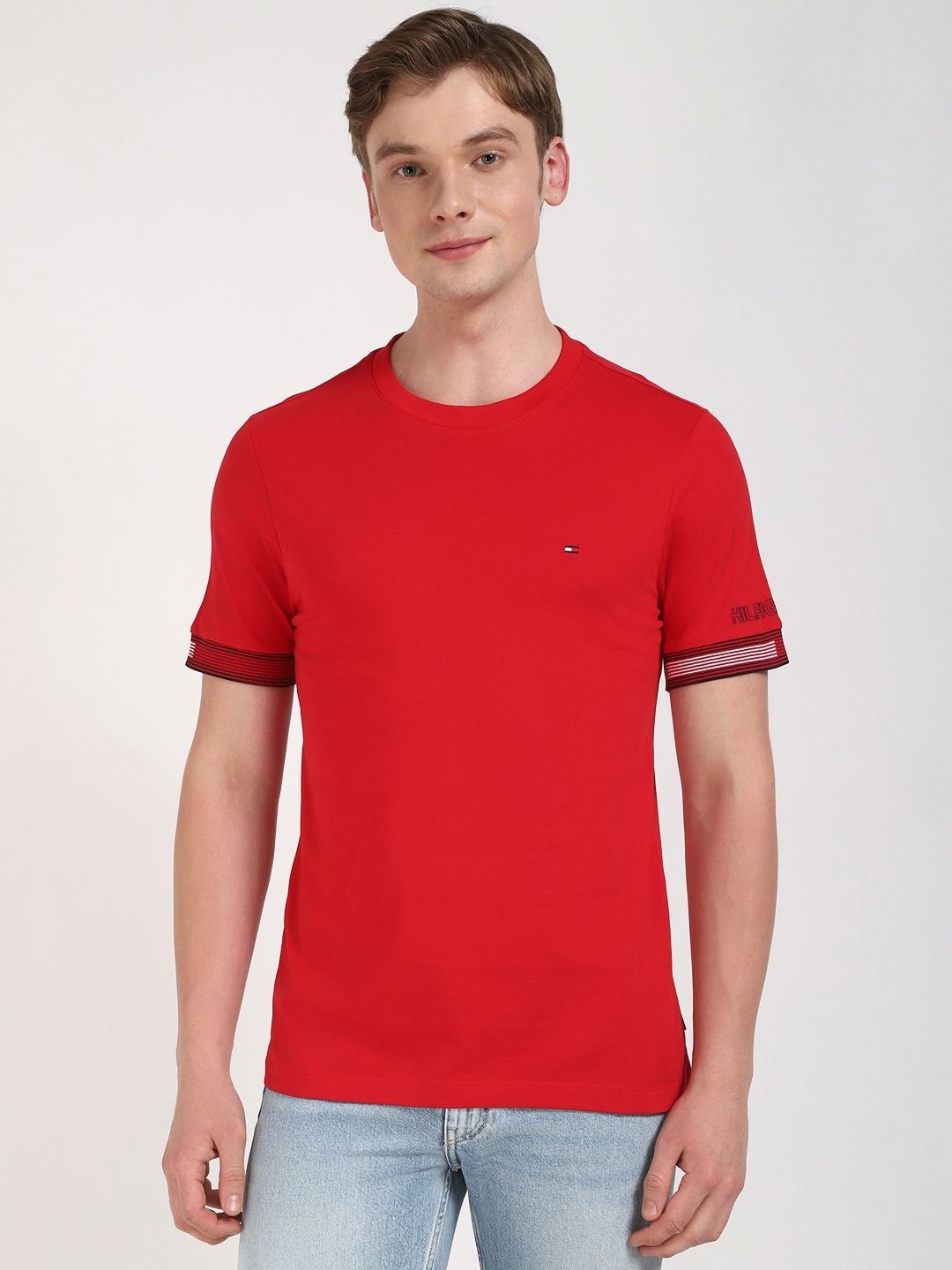 

Tommy Hilfiger Men Solid Round Neck Cotton T-shirt, Red