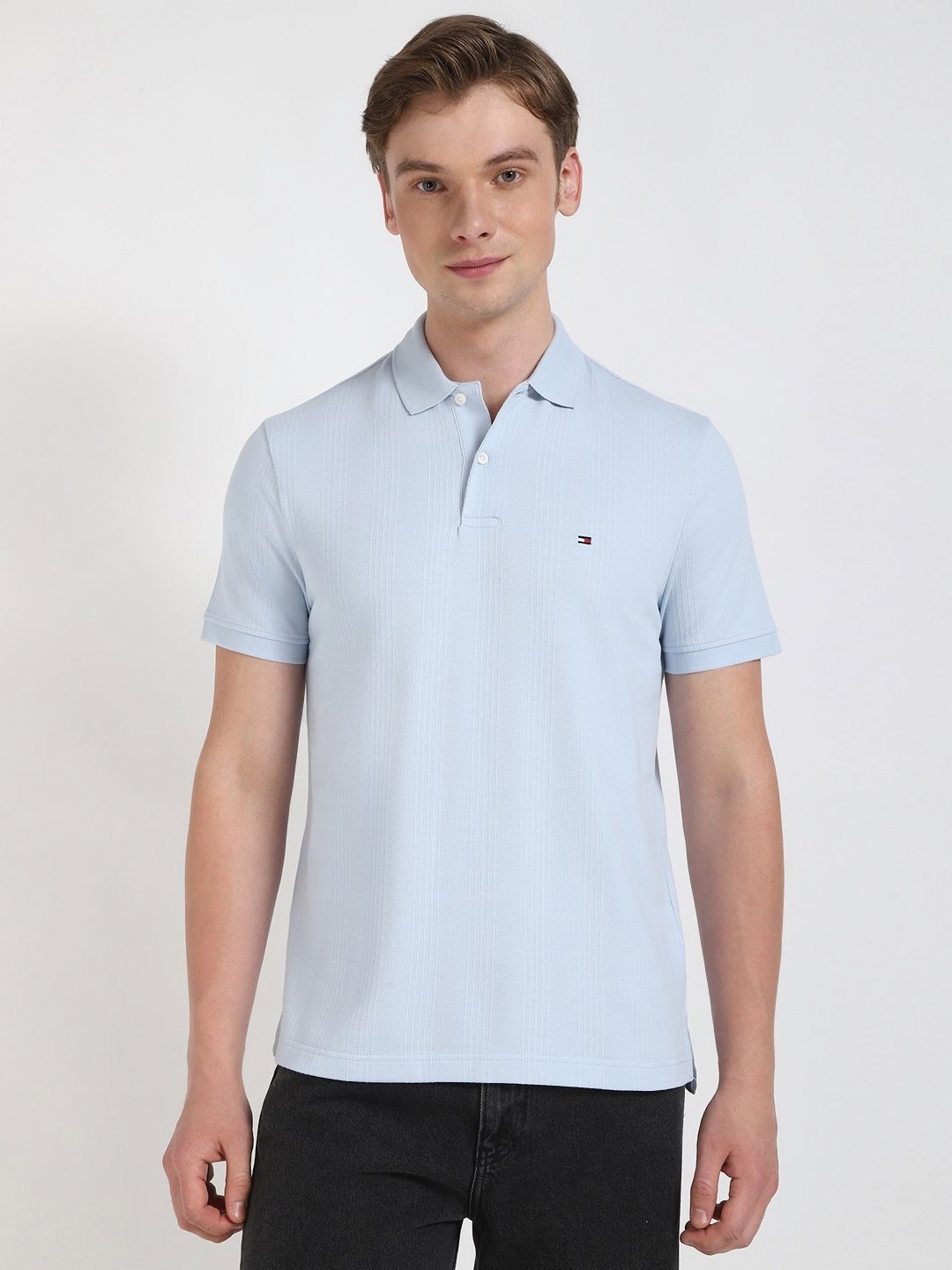 

Tommy Hilfiger Men Solid Polo Collar Cotton T-shirt, Blue