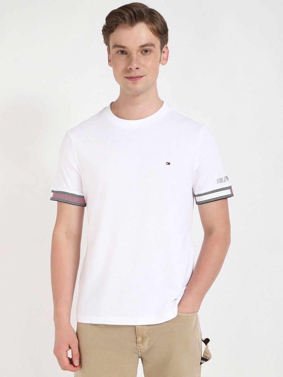 

Tommy Hilfiger Men Solid Round Neck Cotton T-shirt, White
