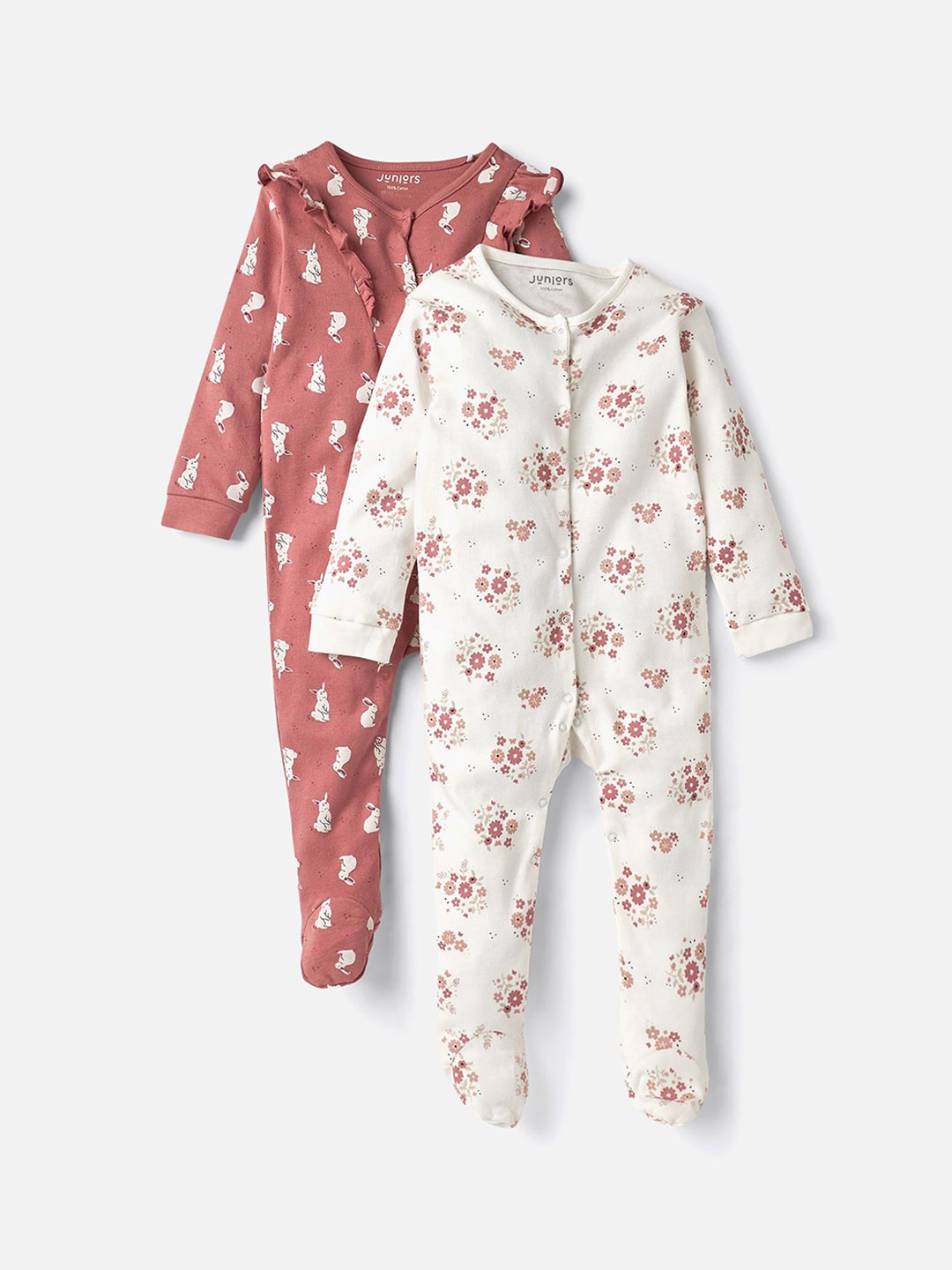 

Juniors by Babyshop Girls Pack of 2 Printed Sleepsuit, Pink