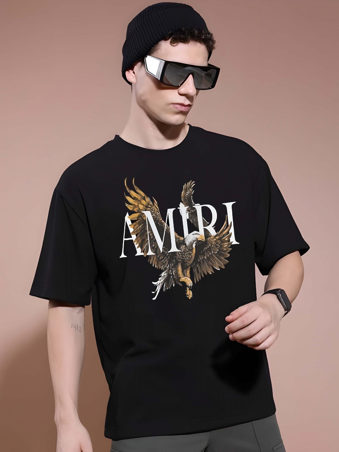 

BOWLIFESTYLE Men Graphic Printed Pure Cotton T-shirt, Black