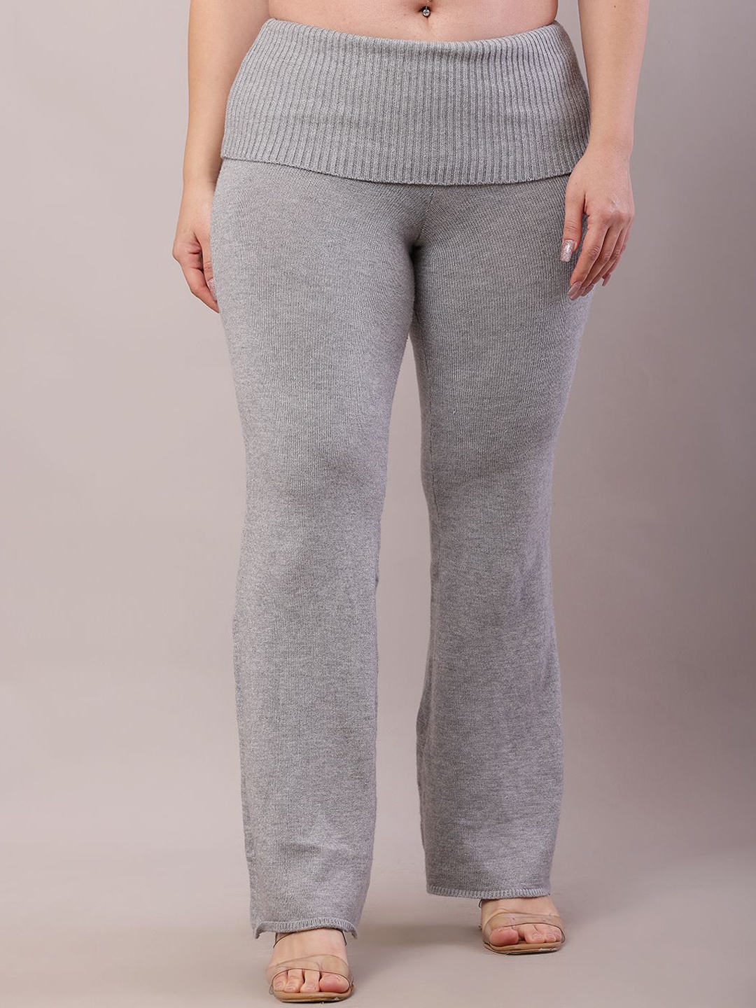 

NoBarr Women Mid-Rise Regular Trousers, Grey