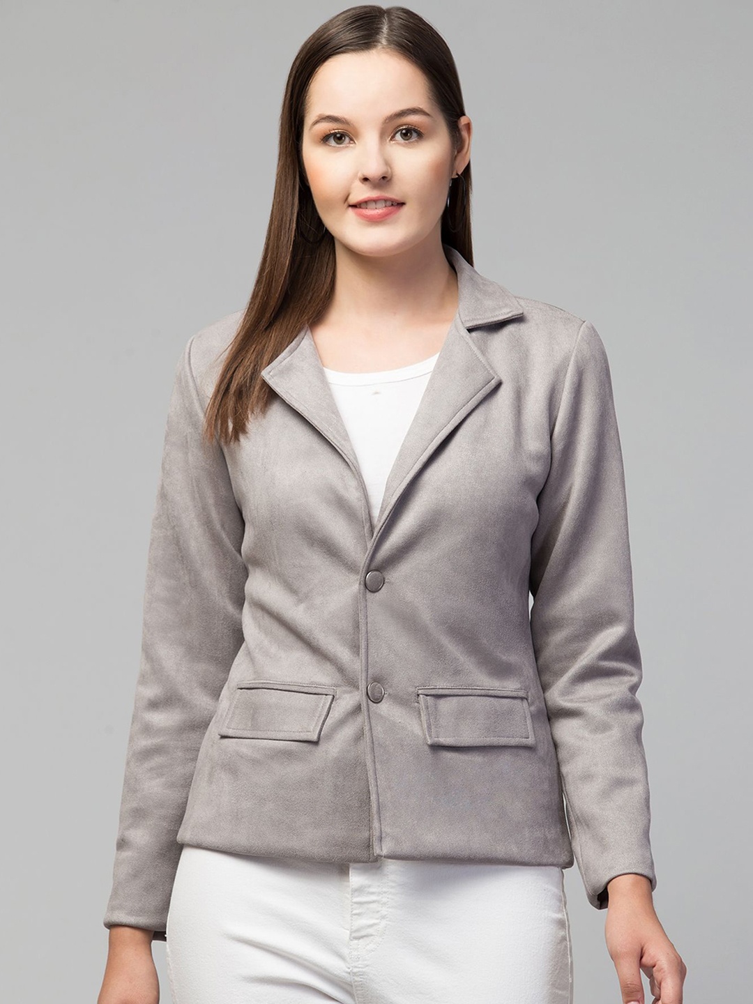 

Fruba Women Single-Breasted Formal Blazer, Silver