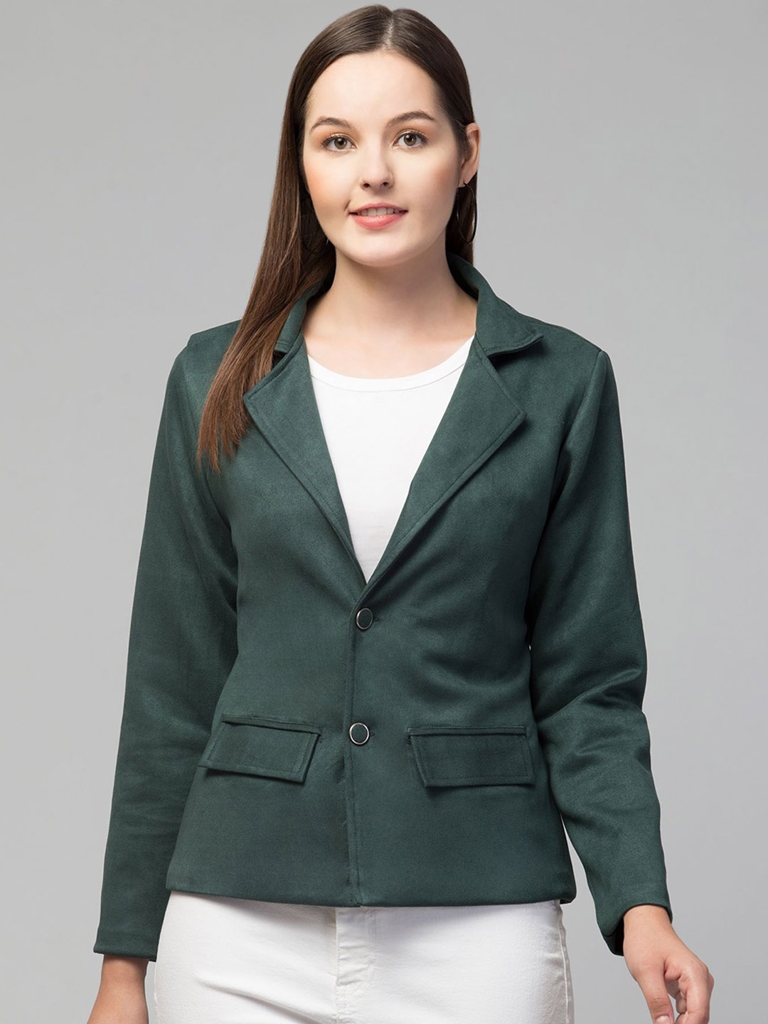 

Fruba Single-Breasted Linen Formal Blazer, Green